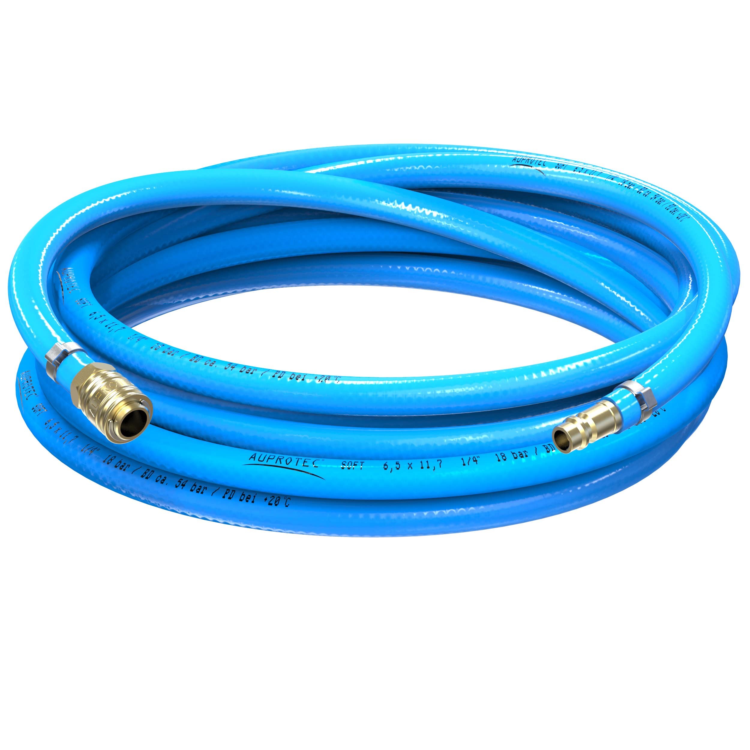 AUPROTEC set de manguera de aire comprimido Ø 6 mm interior, 3 m manguera de PVC con acoplador rápido de latón para compresores de aire, de compresor AUPROTEC altamente flexible
