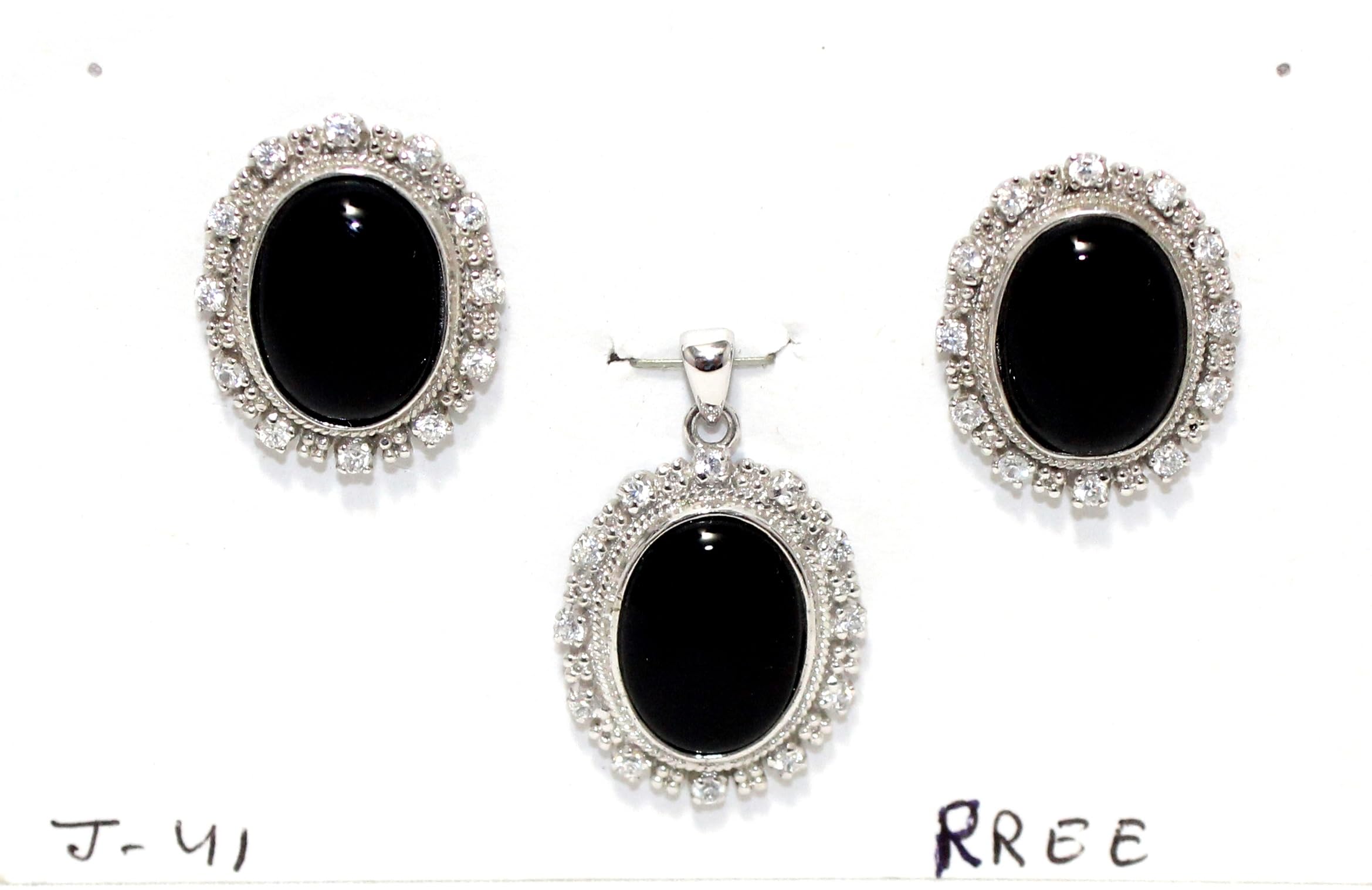 PH Artistic Juego de pendientes con colgante de tuerca de plata de ley 925, piedra de ónice, piedra preciosa y circonita cúbica, circonita cúbica, para mujer, hechos a mano i973