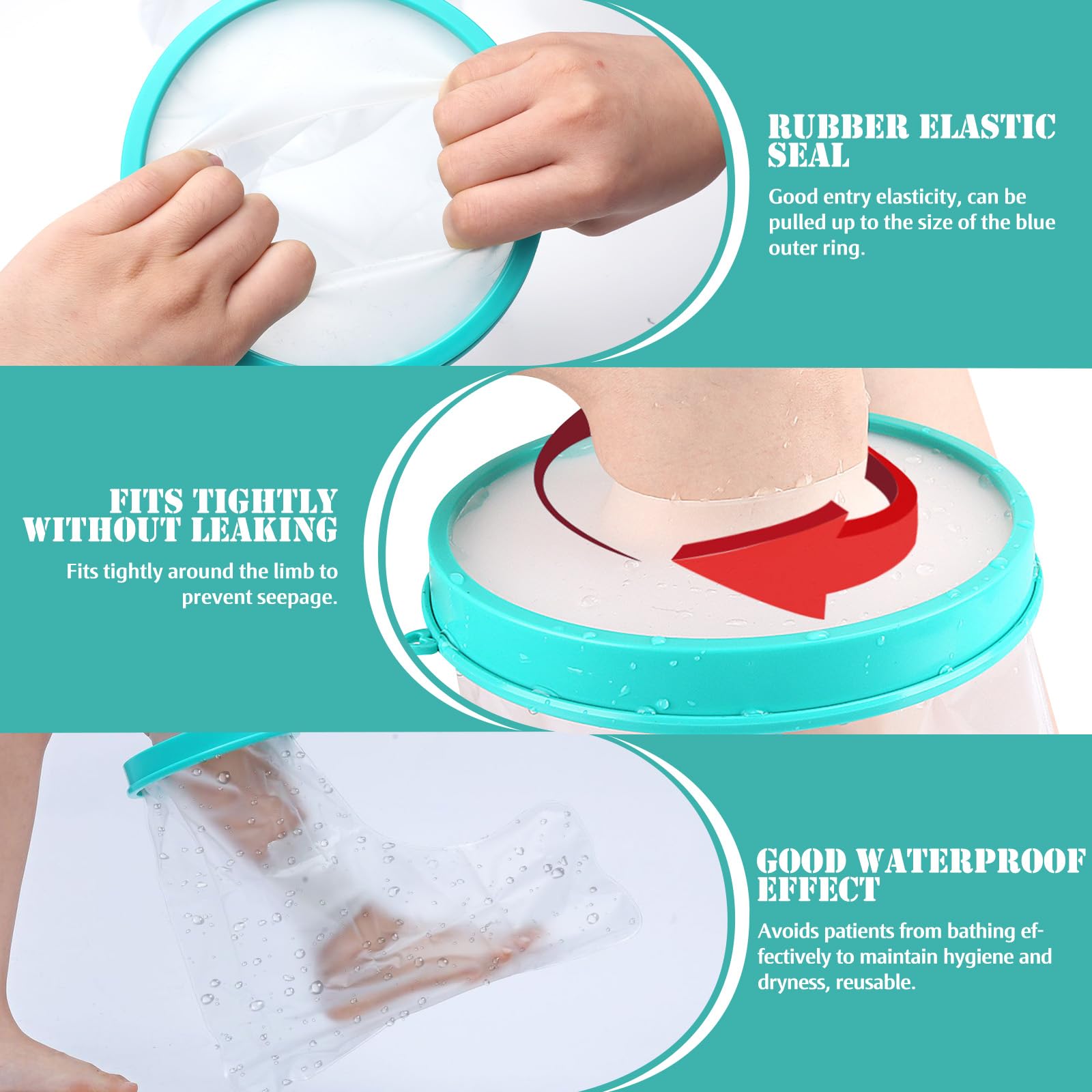 Waterproof Foot Cover for Shower Adult, Cast Covers Protector for Shower Leg, Shower Boots for Foot After Surgery, Shower Boot Cast Cover for Foot (Adult Ankle) - Image 3