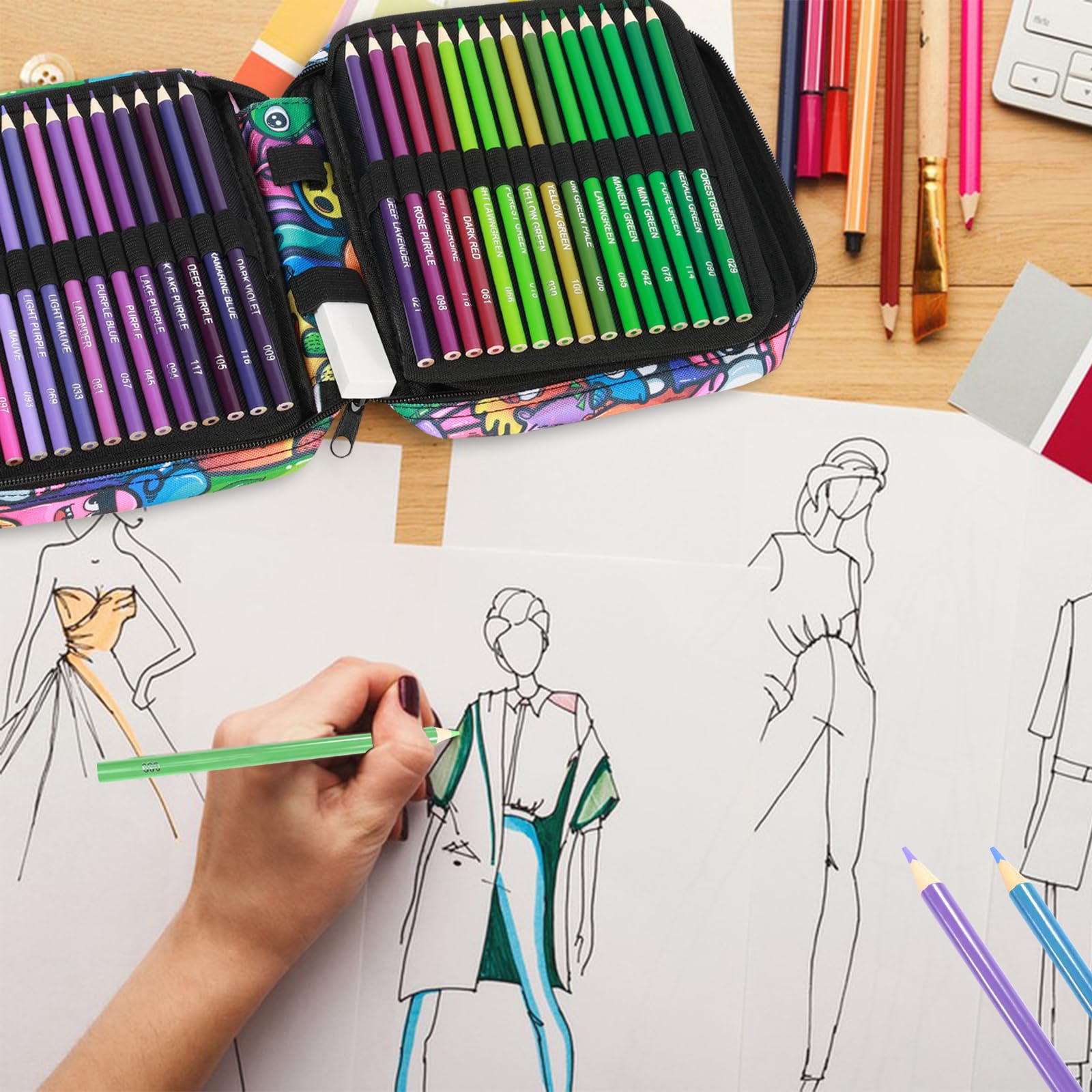 H & B Lot de 120 crayons de couleur à base d'huile avec livre de coloriage pour adultes, artistes, débutants