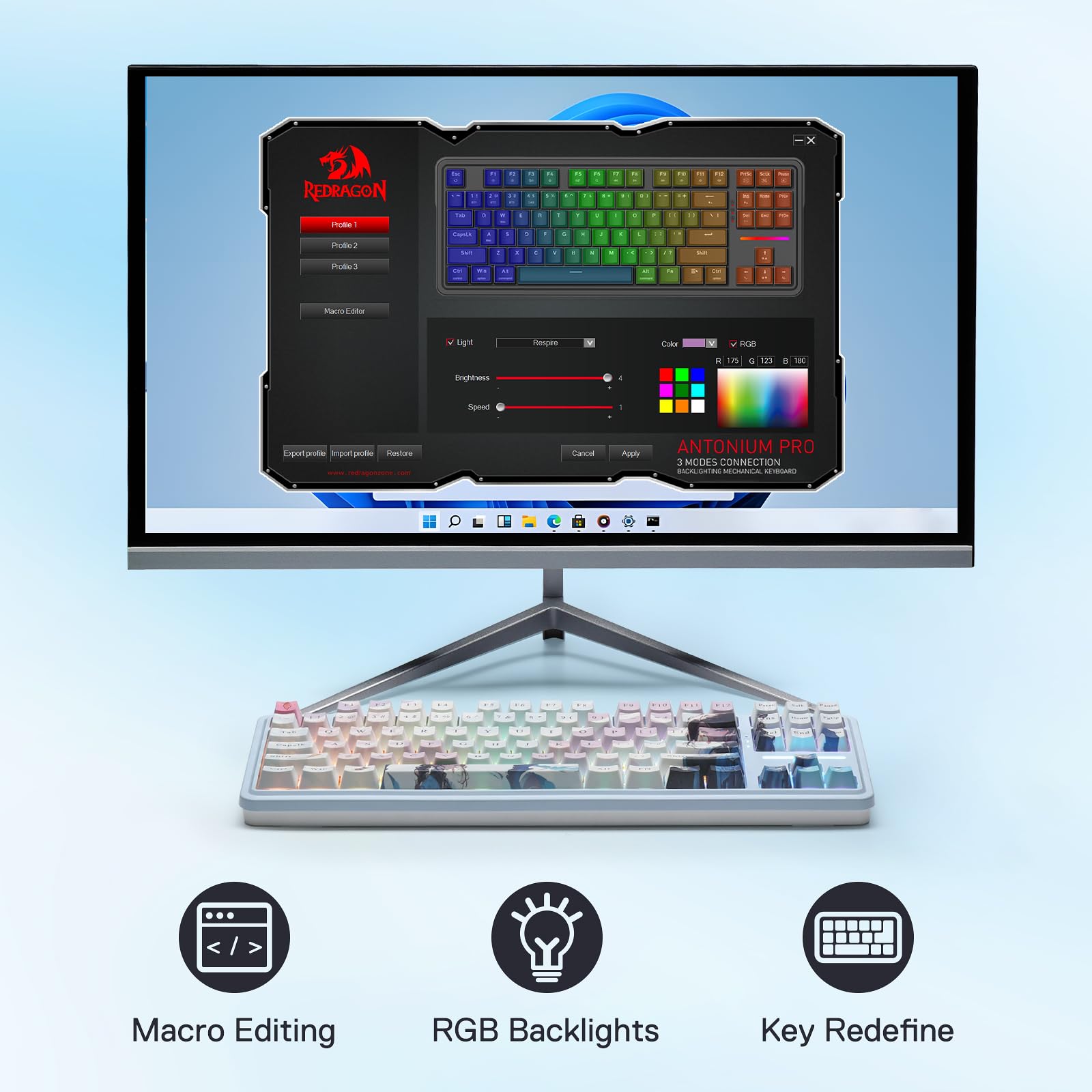 Redragon K728 Pro SE Teclado Gaming RGB Gasket 80% Inalámbrico 87 Teclas | 3 Modos Conexión Hot Swap Sockets 5 Capas Amortiguación Ruido Interruptores Lineales Hi-Fi US Layout