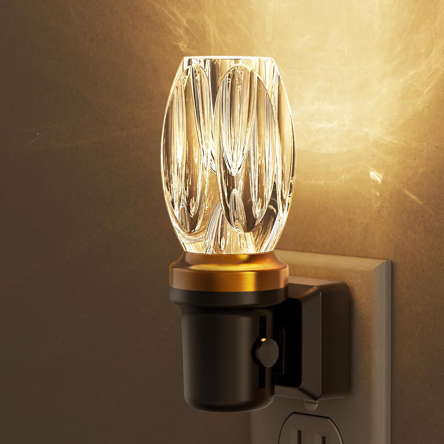 L LOHAS LED Night Light, Dimmable Night Lights Plug into Wall, Automatic Nightlights Plug in, Light Sensor, 3000K 100LM Adjustable Brightness, LED Nightlight Crystal for Bathroom Bedroom Hallway,1Pack