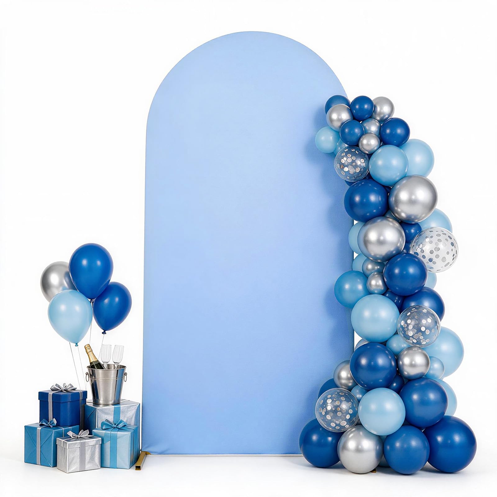 Eternal Beauty Arch Back Drop Cover, Spandex Fitted Wedding Stand Backdrop for Birthday Party Ceremony Banquet Decoration（6.6 Ft Light blue）