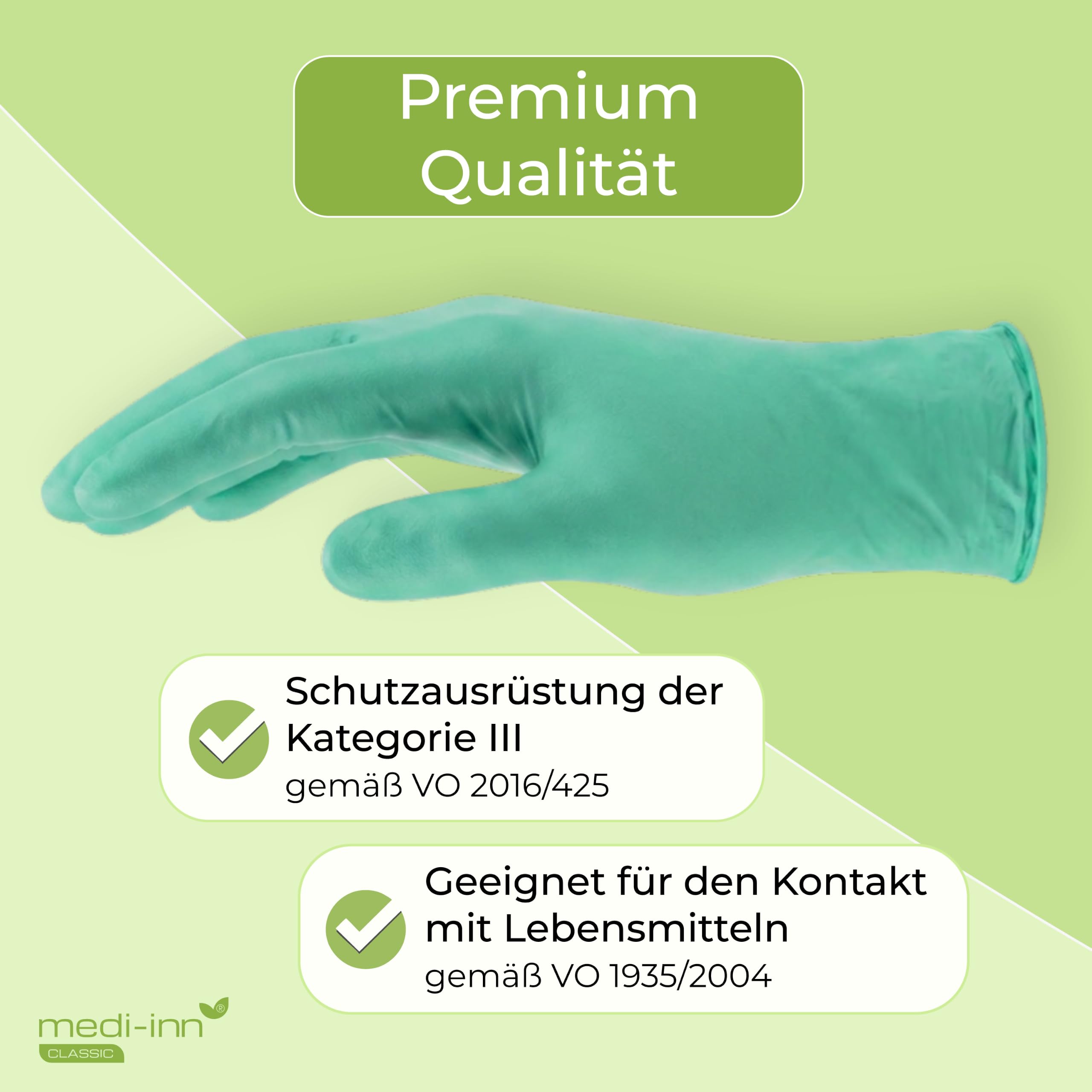 Medi-Inn Nitril GREEN PLUS Einmalhandschuhe, Gr. L, 10 x 100 Stück, puderfreie & latexfreie Einweghandschuhe, grün