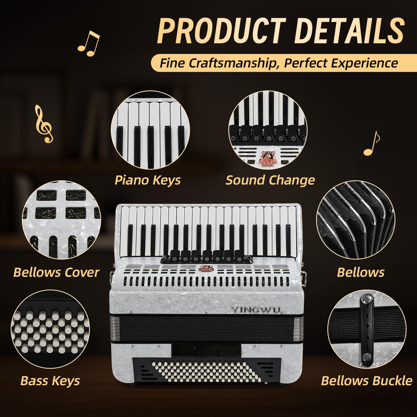 Amazon.com: Accordion,37 Key 96 Bass Professional Accordion for