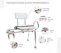 Vista 8 de Eagle Health Supplies Silla de ducha deslizante para montaje en bañera, banco de transferencia de bañera con asiento giratorio, apto para FSA/HSA