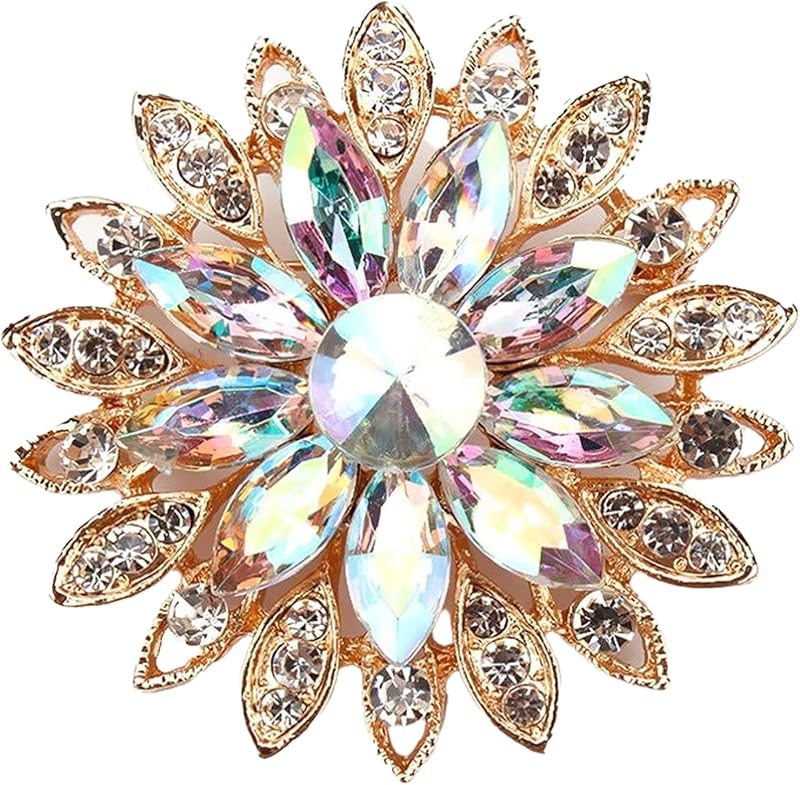 Pin de broche de girasol para mujer, joyería de flores de pedrería grande