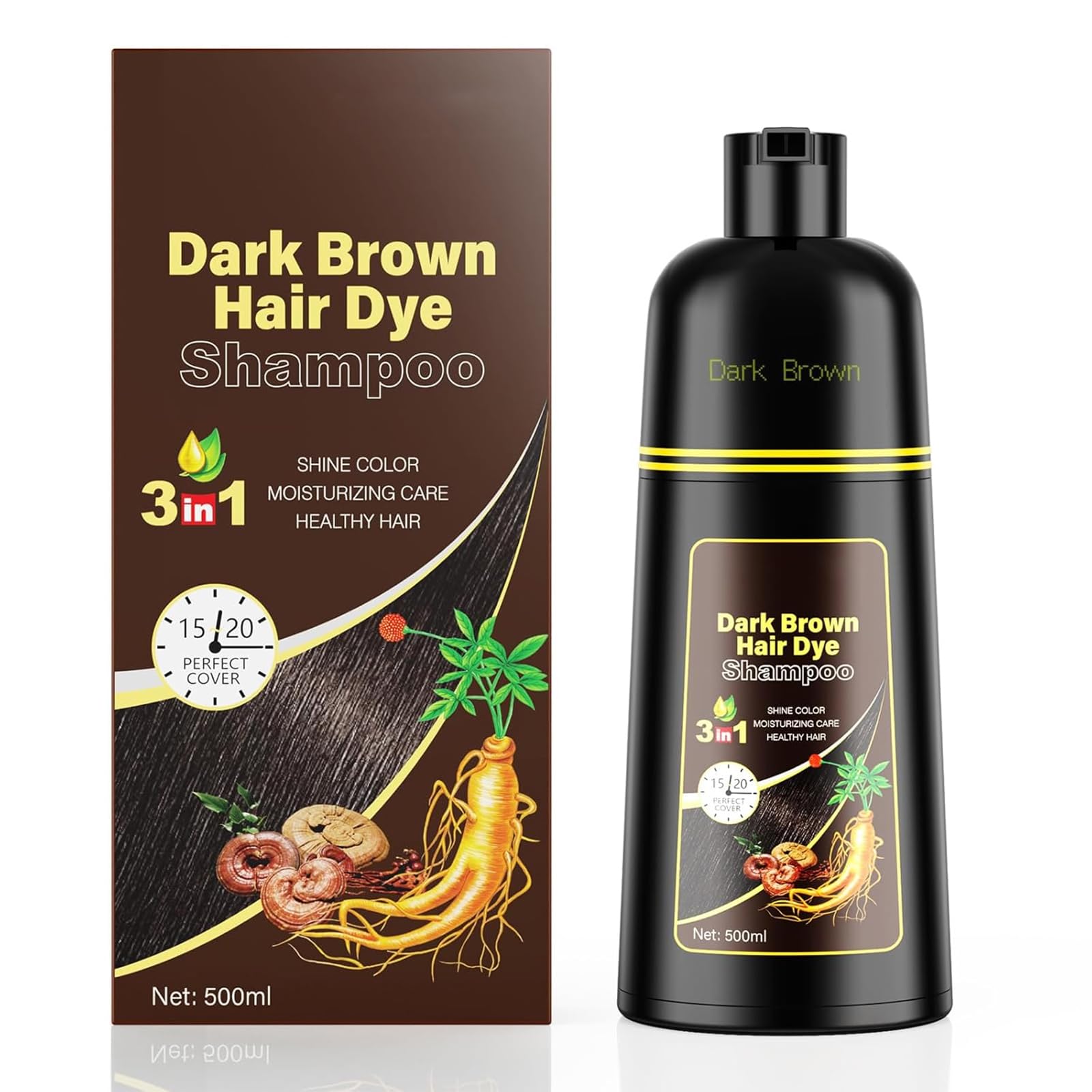 Amazon.com : KINGMING Dark Brown 3 in 1 Hair Dye Shampoo for Gray