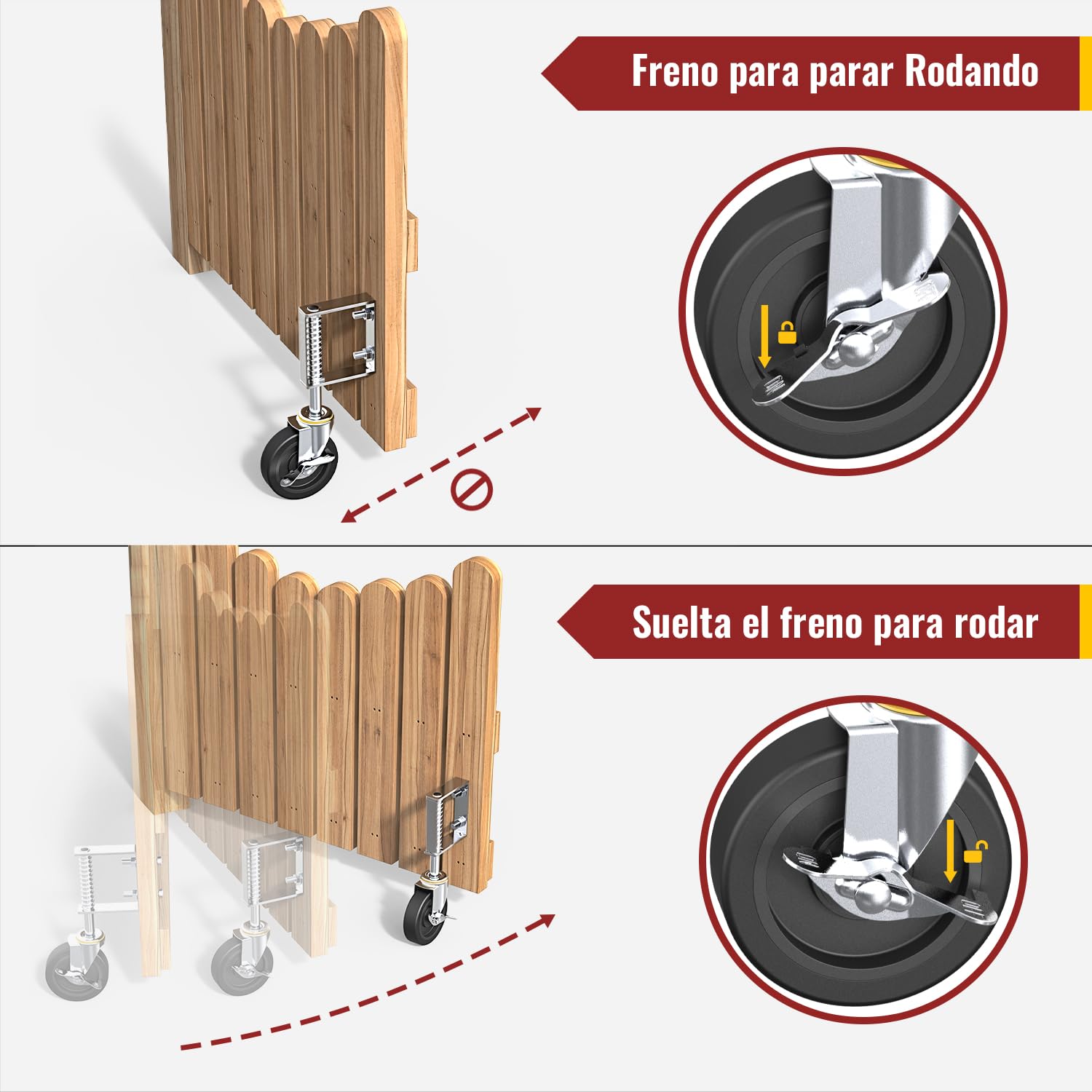 HOLKIE Rueda Giratoria de 100 mm para portón,ruedas con muelle para puertas pesadas de madera y vallas,capacidad de carga 100 kg (2 piezas)