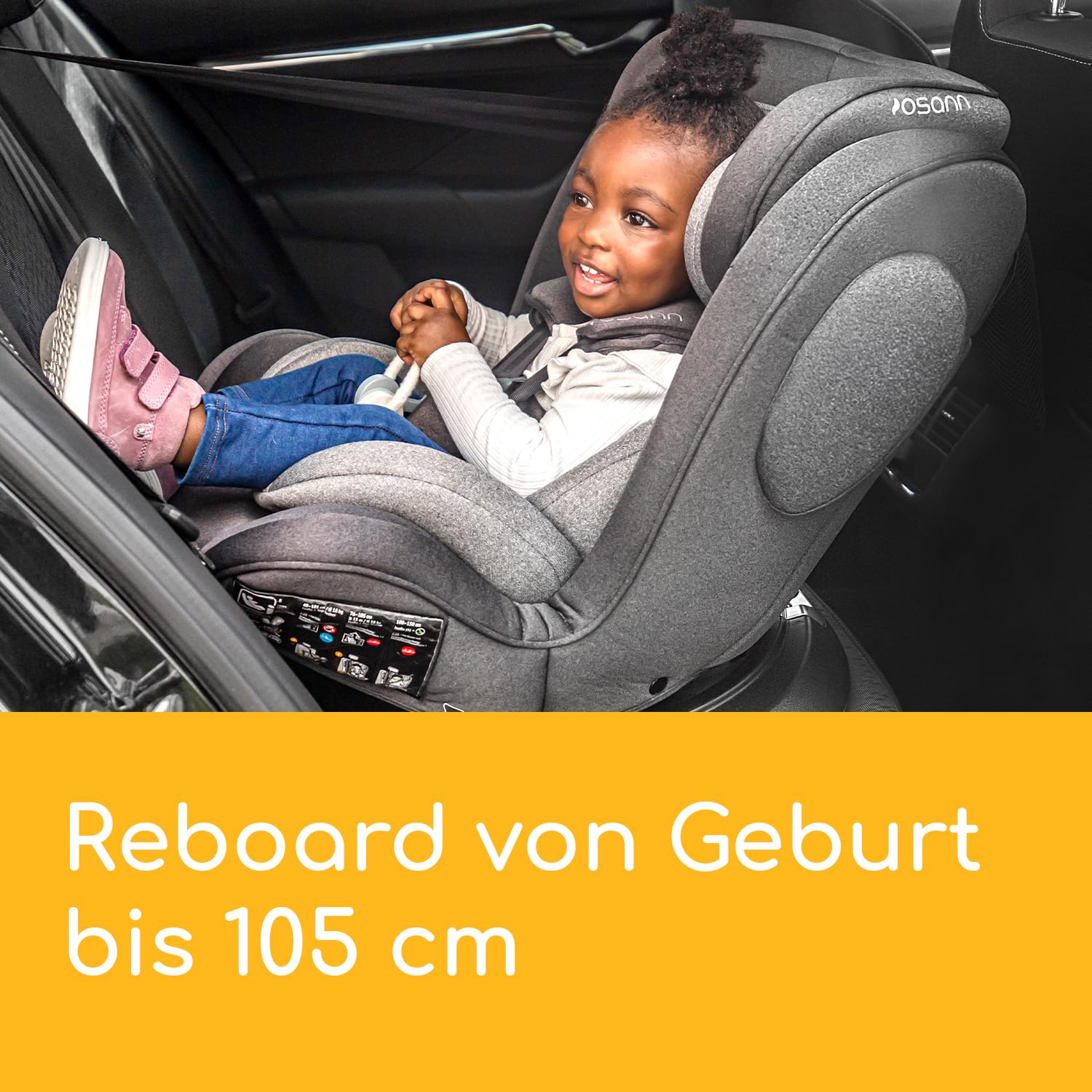 Osann Eno360 S 2 360 Grad drehbarer Kindersitz i-Size Reboarder mit Isofix 40-150 cm Nero