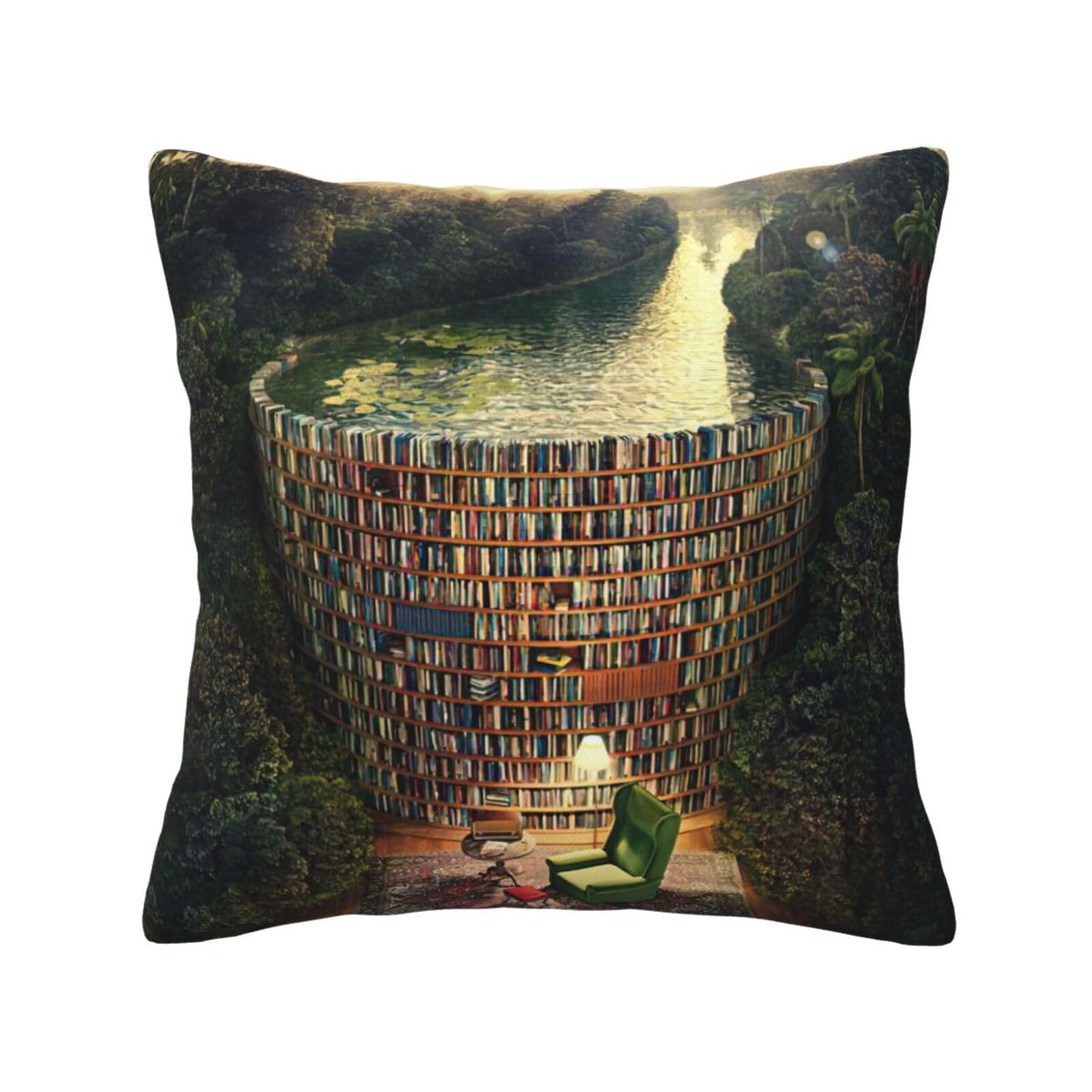 HUYGD Library Bookshelf Book Various Styles Of Pillowcases, Backrest Coats, Pillow Coats And Outdoor Cushion Coats Are Suitable For Indoor And Outdoor Use.