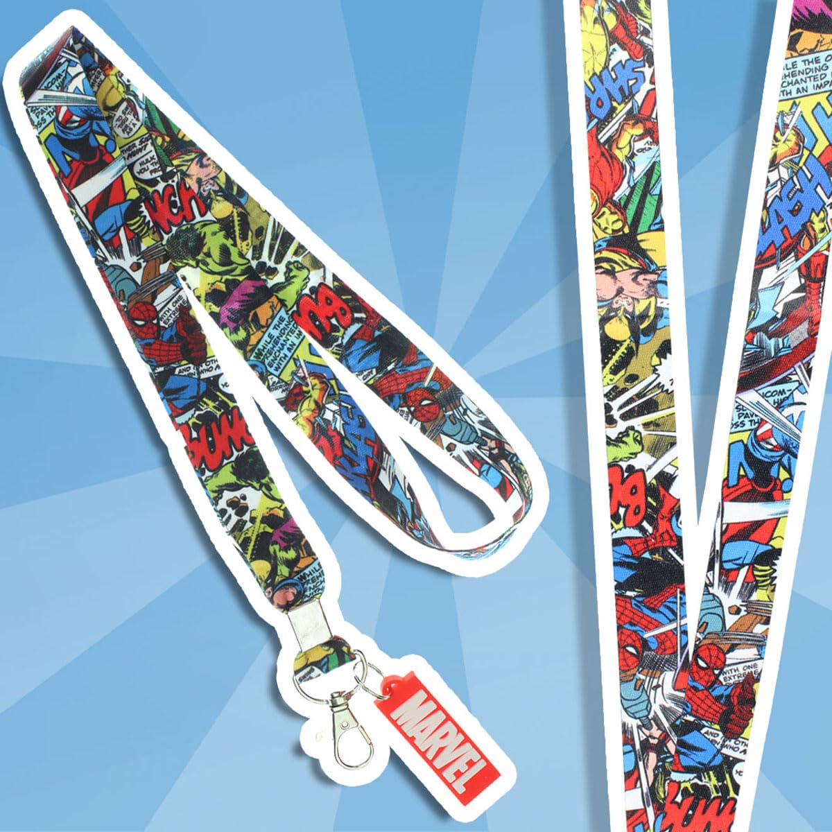 Marvel Comic Book grafica ID Lanyard porta badge e 2" il fascino di gomma