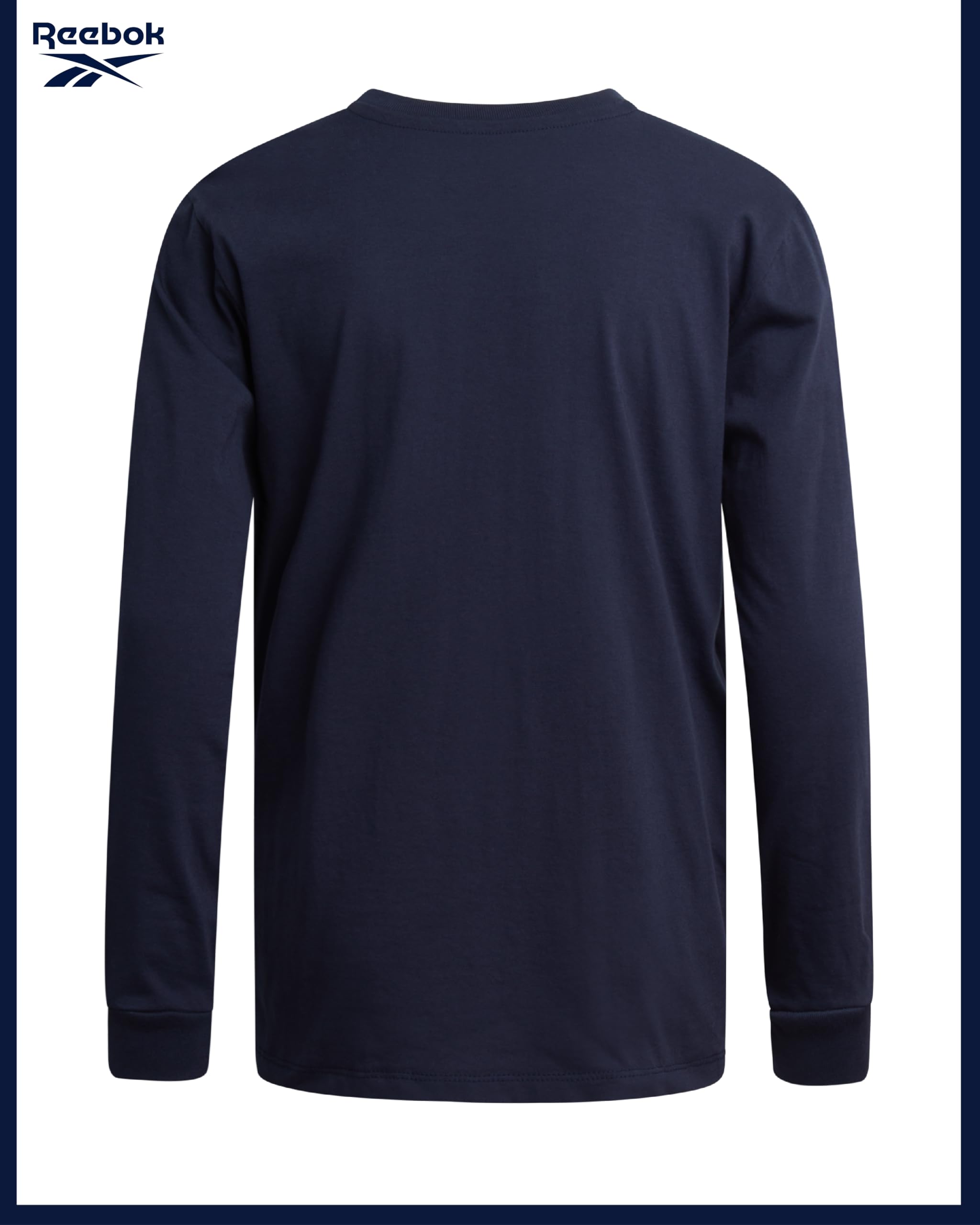 Reebok Camicia a maniche lunghe da ragazzo - Confezione da 2 magliette a maniche lunghe in cotone basic - T-shirt girocollo per ragazzi (8-14)