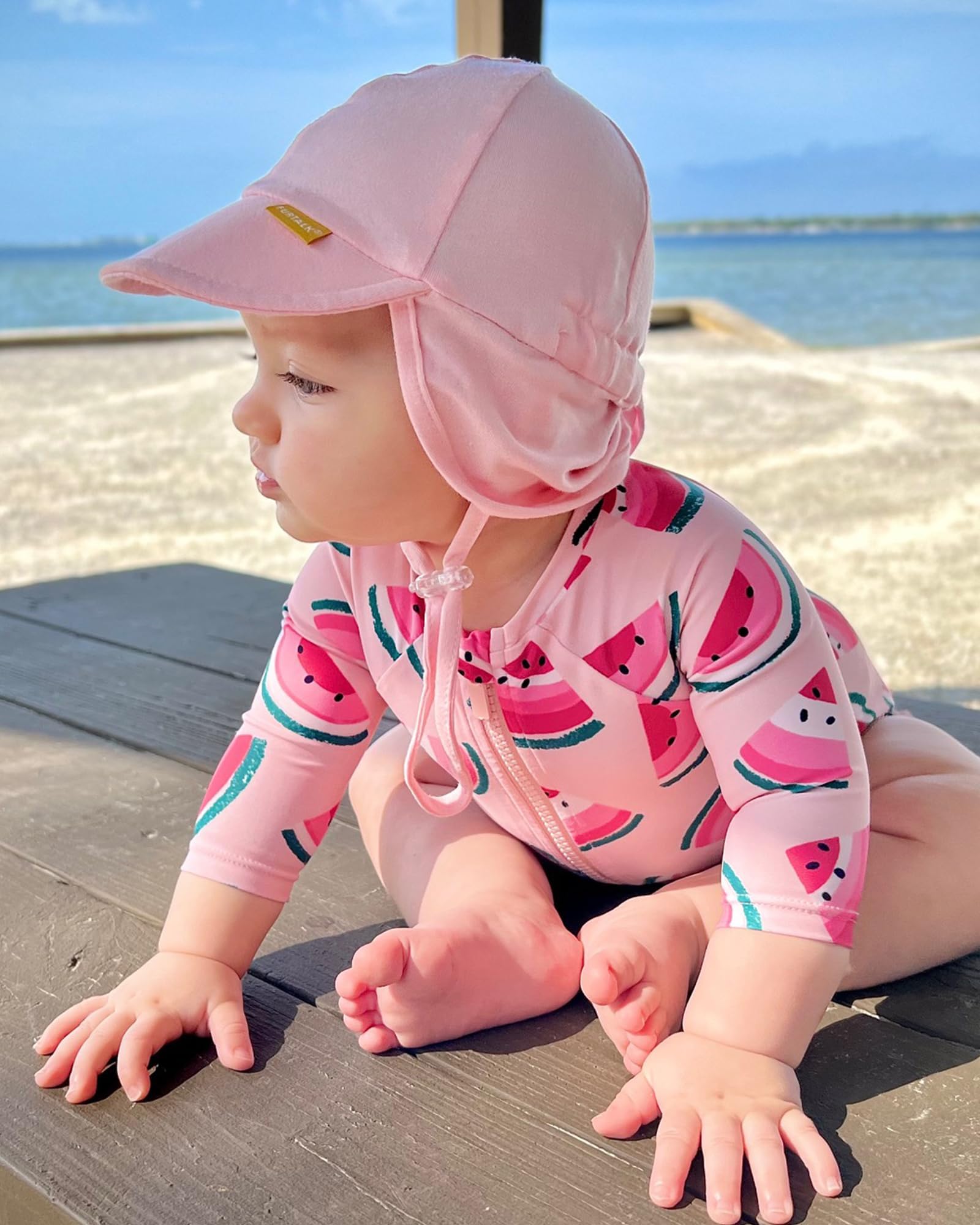 FURTALK Cotton Baby Toddler Sun Hat UPF 50+ UV Protection Kids Unisex Girls & Boys Summer Cap with Adjustable Chin Strap Neck Flap — view 7