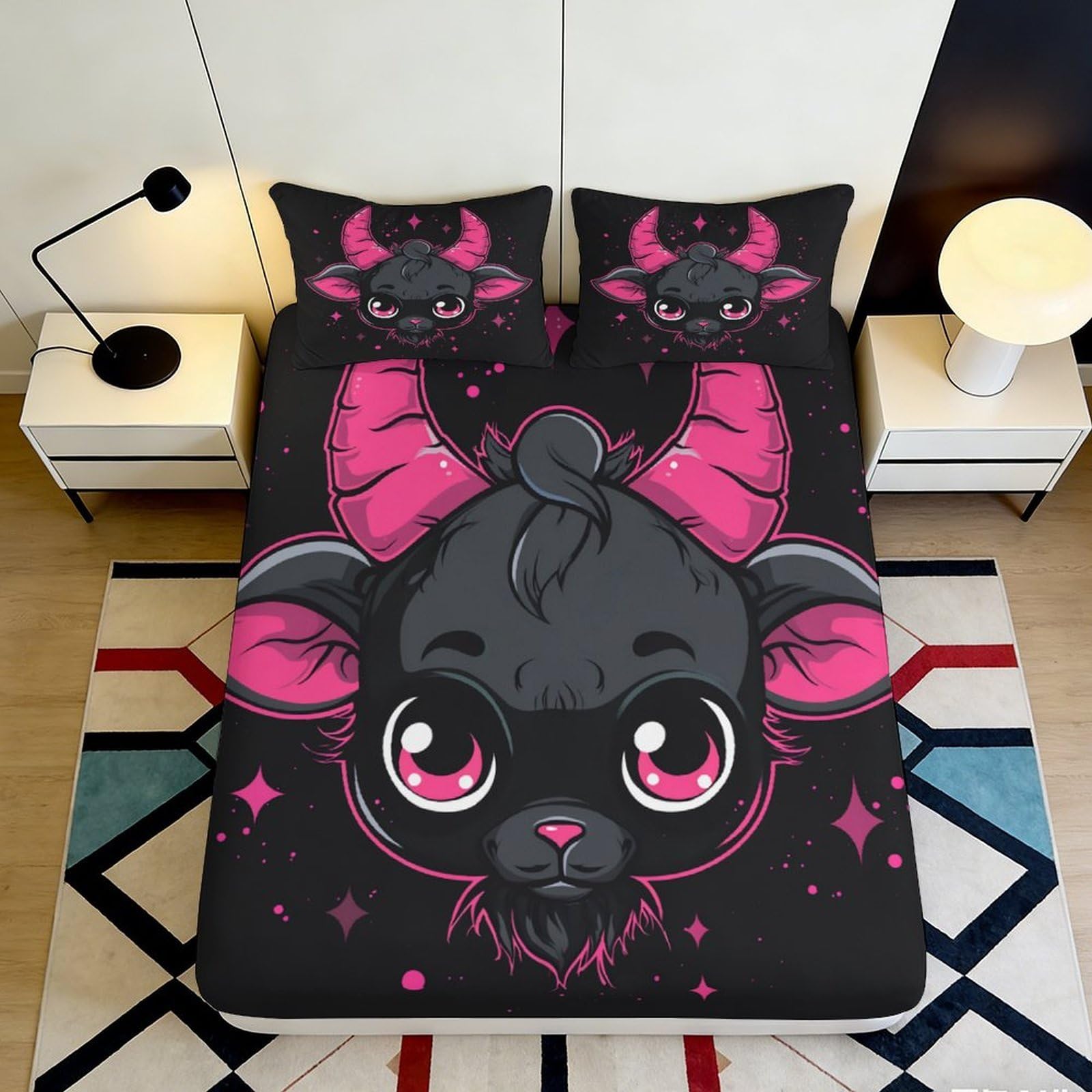 3D Printing Cartoon Bat Fitted Sheet Microfiber for Adults Bedroom Bedding Cartoon Bat Mattress Fitted Cover Deep Pocket Non-Slip Washable 90x200x25cm 90x200x25cm