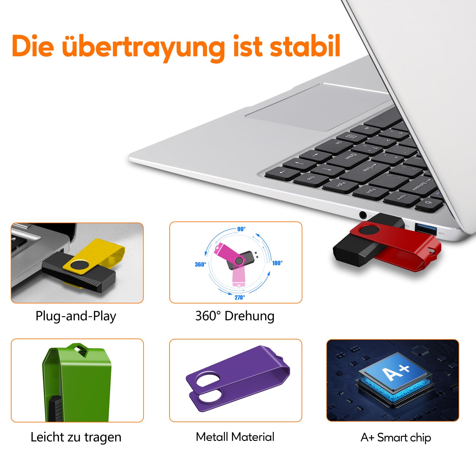 TEWENE Chiavetta USB da 16 GB, set da 10 pezzi, USB 3.0