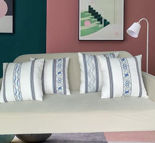 Miniatura 6 de Juego de 4 fundas de almohada de primavera con diseño de flores de granja con pájaros, mariposas y conejos de 18 x 18 pulgadas, fundas de cojín de