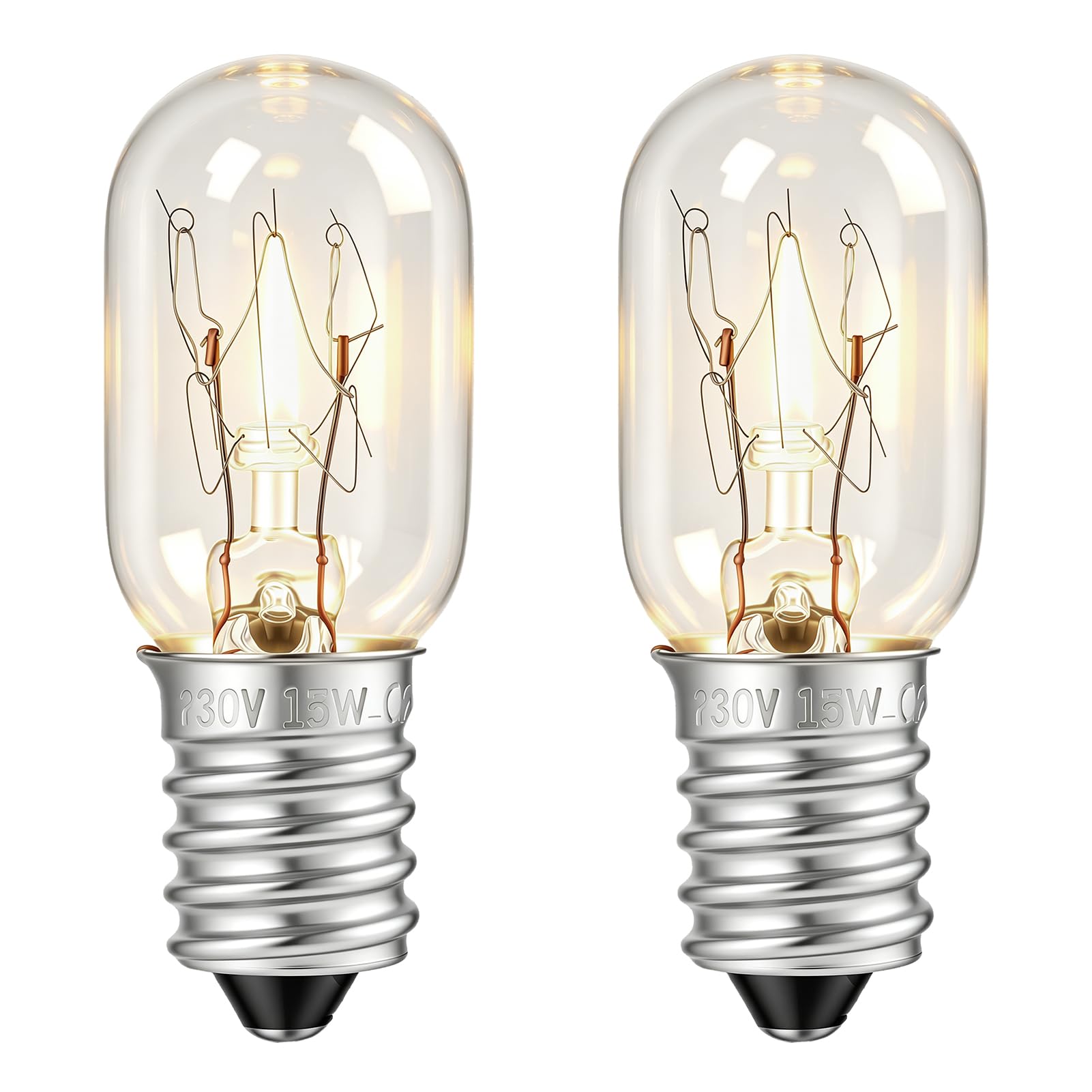 2 Stück Kühlschranklampe E14 15W, Kühlschrank Birne warmweiß 2700K T20, Glühbirne Gefriertruhe, Nähmaschine, Dunstabzugshaube, Salzlampe, Weihnachtsbeleuchtung Vitrine Vielseitige Haushaltsbeleuchtung