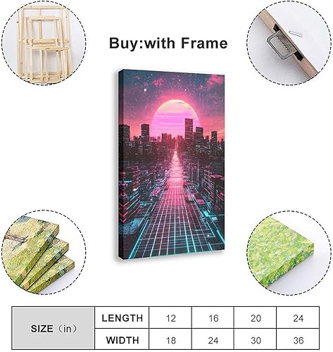 Miniatura 2 de Synthwave Vaporwave Wall Decor  Neon Pink Blue Retro Futuristic Poster Print Canvas Posters Wall Art Bedroom Office Room Decor Gift