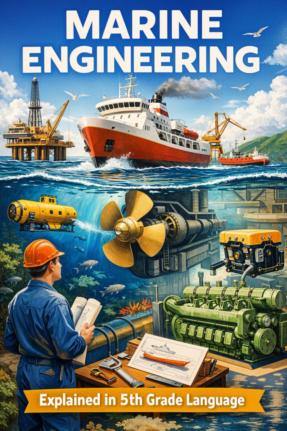 Marine Engineering Book - Ship Machinery Operation, Marine Engine Systems, Maintenance Engineering, Automation: Explained in 5th Grade language with engineering terms