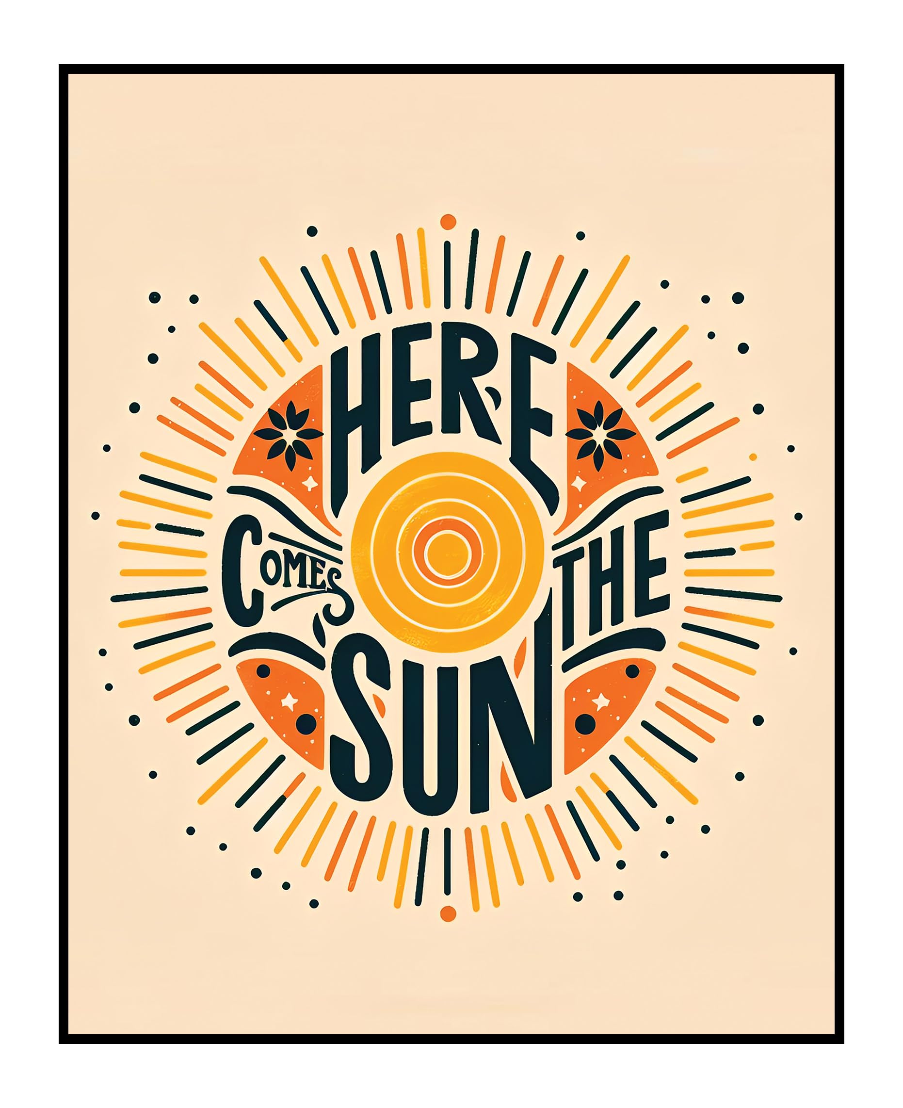 Posterizer 1 pcs - Here comes the sun-Beatles Lyrics Wall Art - Musical Art Collection - Vintage Art - Decor for Home & Office - 11x14 UNFRAMED Wall
