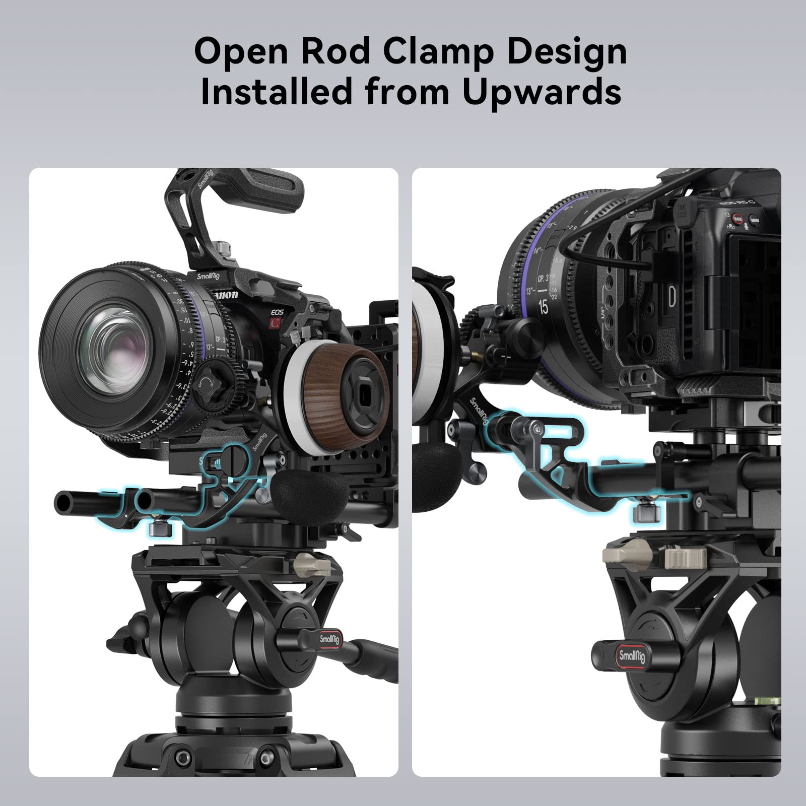 SMALLRIG 15mm Rod Clamp, Instalada y Liberada desde Arriba con Espaciado Ajustable, Compatible con Lentes de Gran Diámetro, Compatible con el Enfoque de Seguimiento de la Serie 3010 - 4151