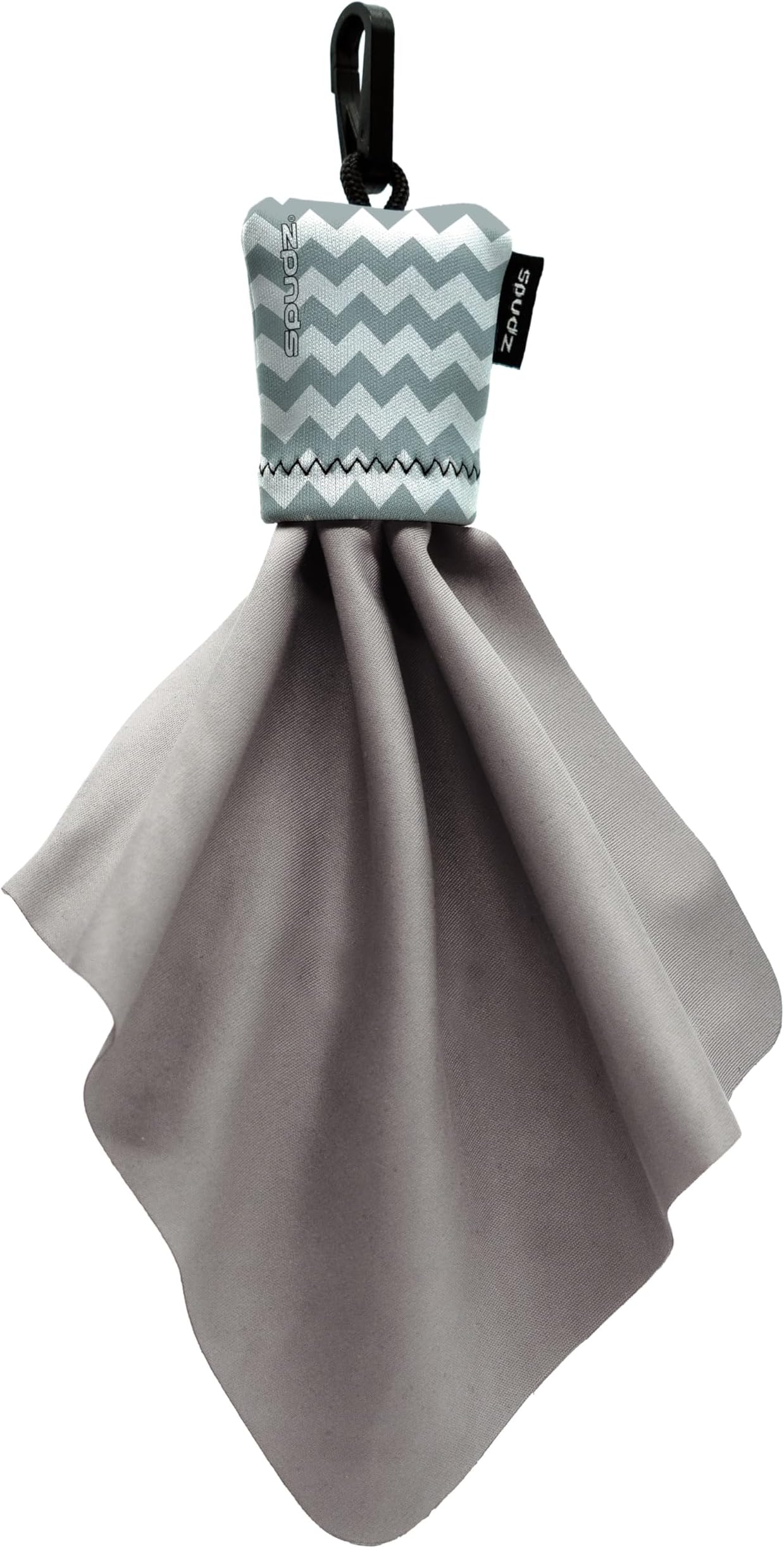 SPUDZ Classic | Microfiber Cloth Screen Cleaner and Lens Cleaner | Open Bottom | Gray Chevron | 6 x 6 Inches