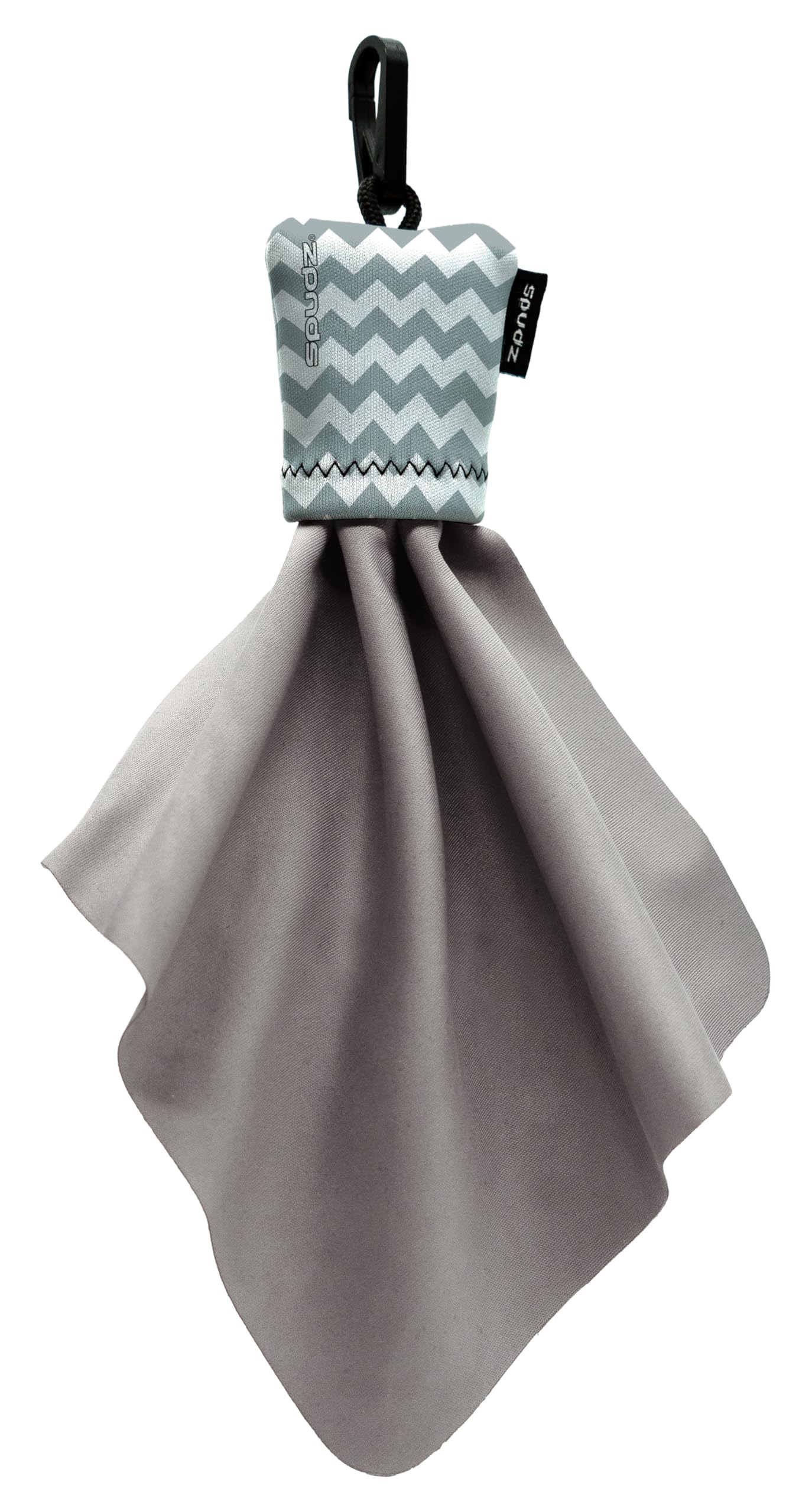SPUDZ Classic | Microfiber Cloth Screen Cleaner and Lens Cleaner | Open Bottom | Gray Chevron | 6 x 6 Inches