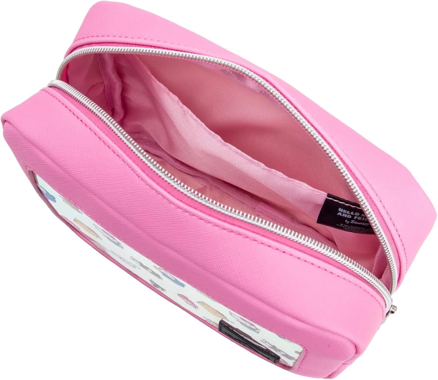 Impressions Vanity Hello Kitty and Friends Core Cosmetic Pouch for Women, Core Print Artwork Travel Makeup Bag Organizer with Inner Pocket, Metal Zipper Opening Faux Leather Handheld Purse (Pink) - Image 3