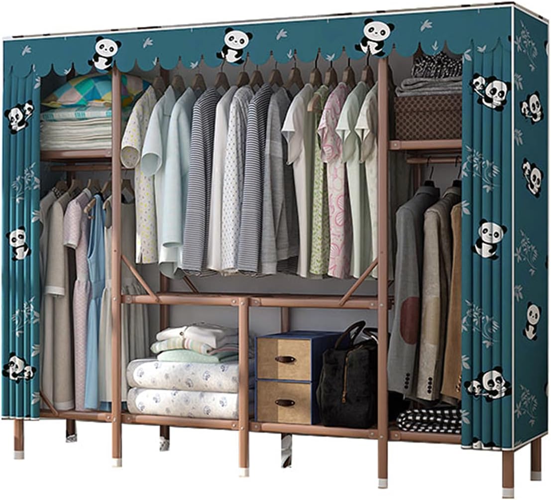 NeziH Simple Folding Wardrobe,Cartoon Print Fabric