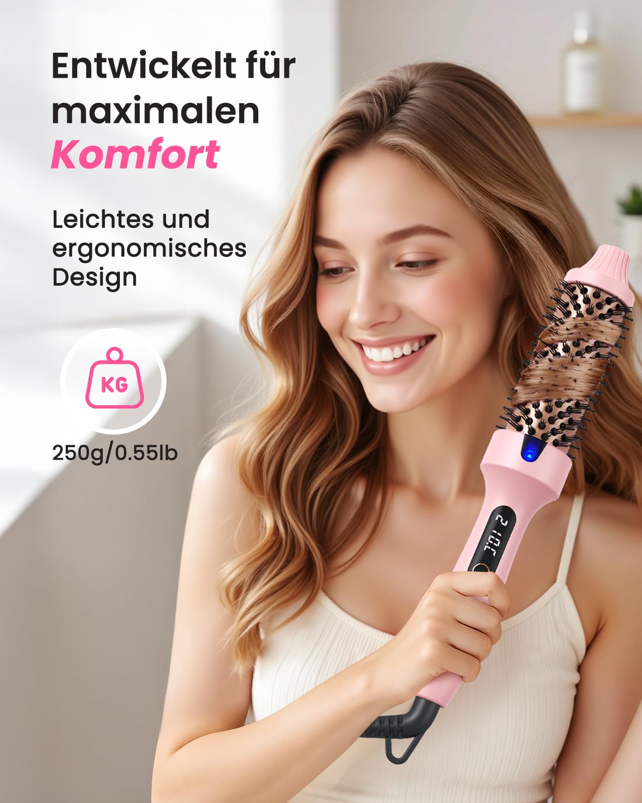 Haokoo Thermobürste 38mm für Volumen & Blowout Look, Ionische Stylingbürste