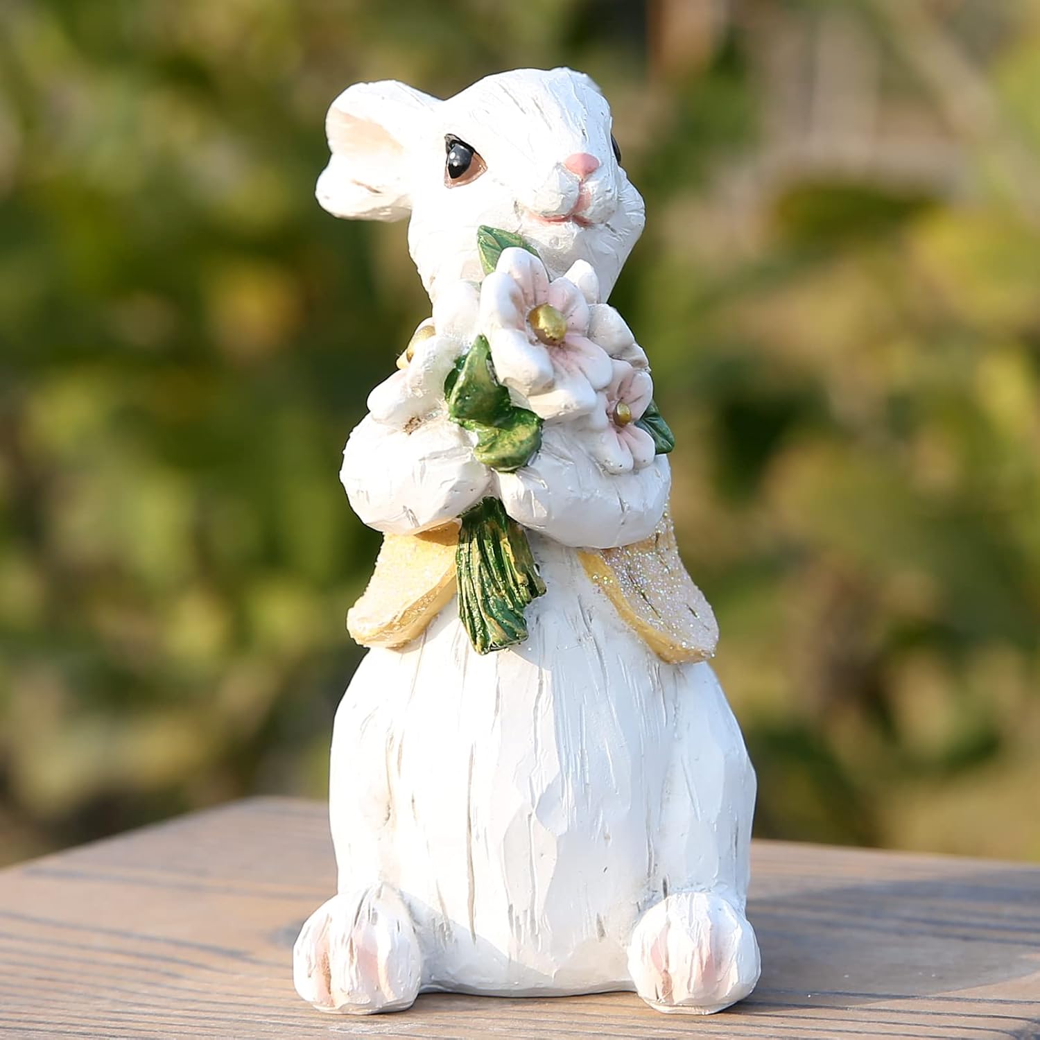 Hodao Easter Bunny Decorations Spring Home Decor Bunny Figurines Gifts(Spring White Rabbit) - Image 4