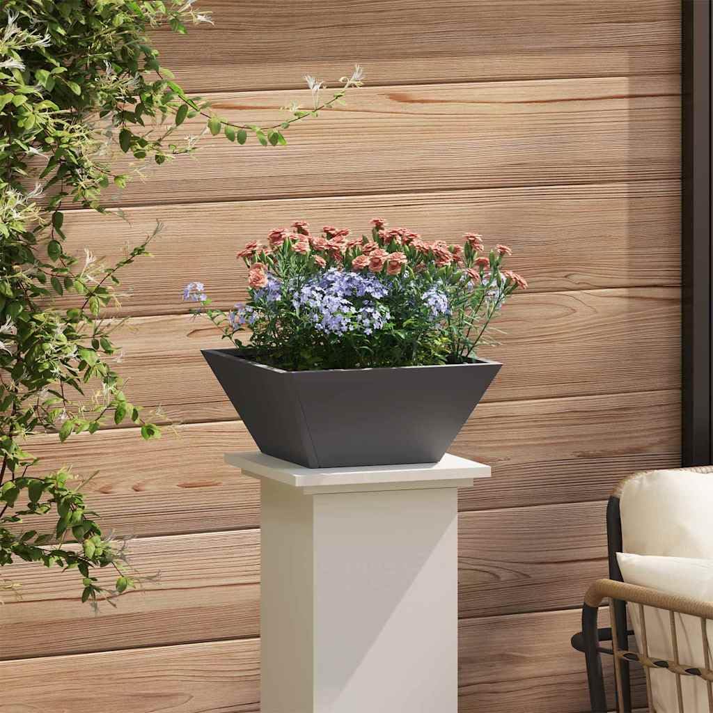 Nowoczesne metalowe donice na rośliny, czarne, 35 x 35 x 15 cm, trapezowy, na taras, balkon, na zewnątrz, do kontenera na rośliny, 5 sztuk