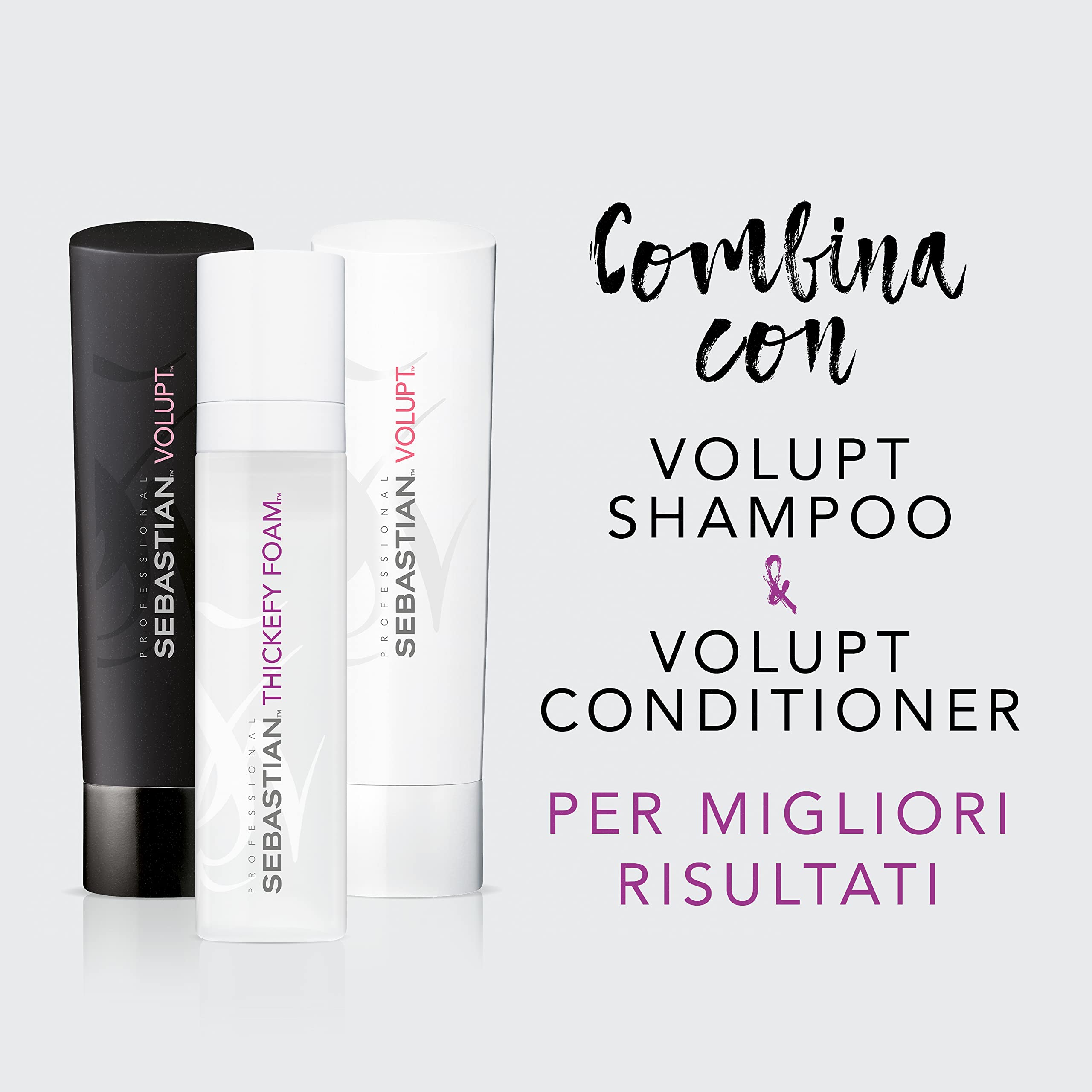 Sebastian Professional Thickefy Foam, Mousse Volumizzante, Dona Corpo, Volume Leggero e Sostegno Senza Peso, Per Capelli Fini, Formula da Liquida a Schiuma, 200ml