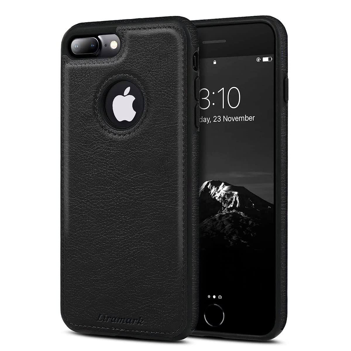 LIRAMARK PU Leather Flexible Back Cover Case Designed for iPhone 7 Plus / 8 Plus (Black)