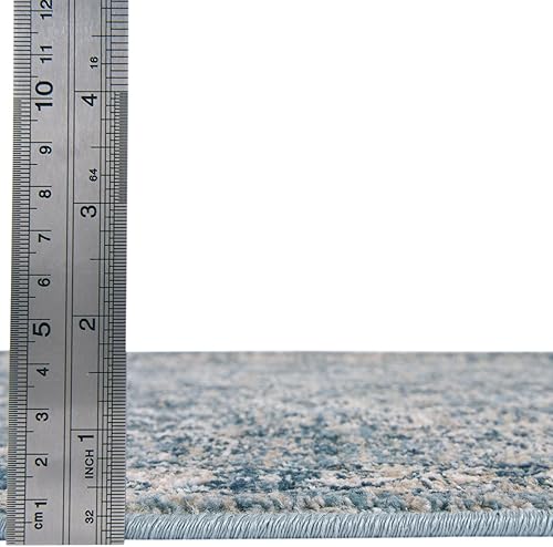 Miniatura 5 de Unique Loom Newport Collection - Alfombra de área (5 pies 3 pulgadas, redonda, azul marinoazul claro)