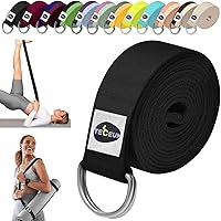 TECEUM 2-in-1 Cotton Yoga Strap & Mat Carrier - Adjustable Non-Slip Belt (6ft/8ft/10ft, 30+ Colors) for Yoga, Pilates, Stretching & Fitness