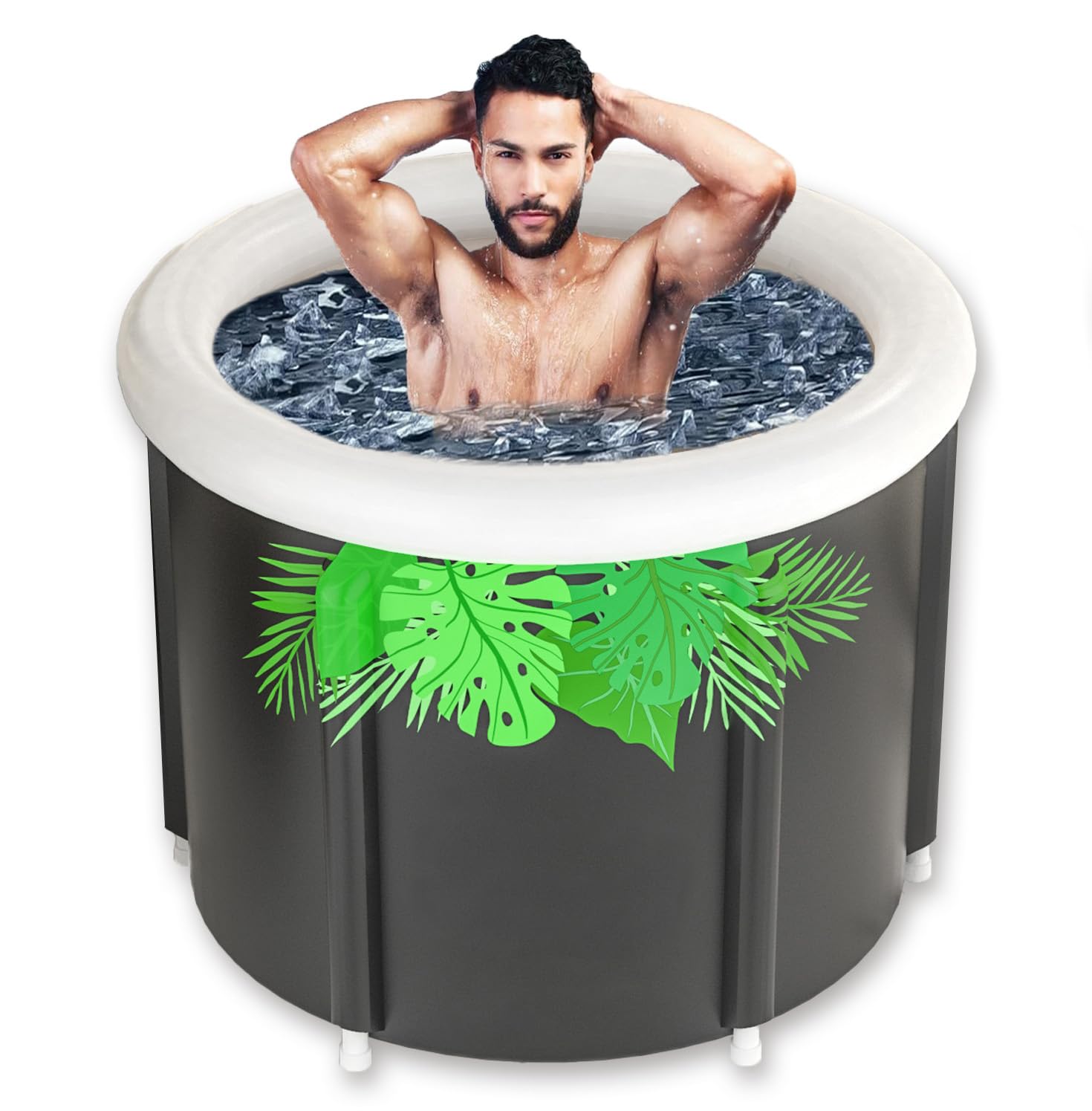 Vasca Fredda Gonfiabile Per Ghiaccio - 75x75cm, PVC Spesso, Portatile Per Recupero Muscolare, Esterno/Interno