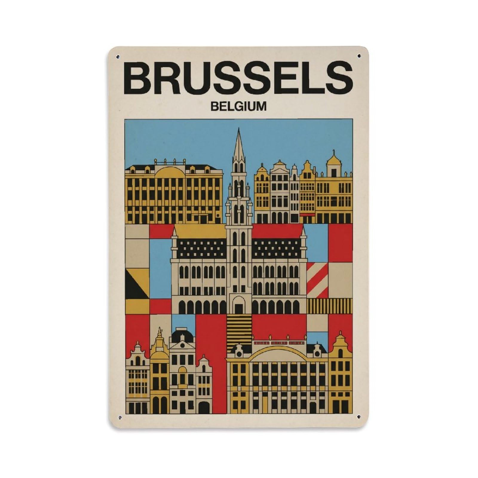 Vintage Travel Belgium Brussels Metal Tin Sign