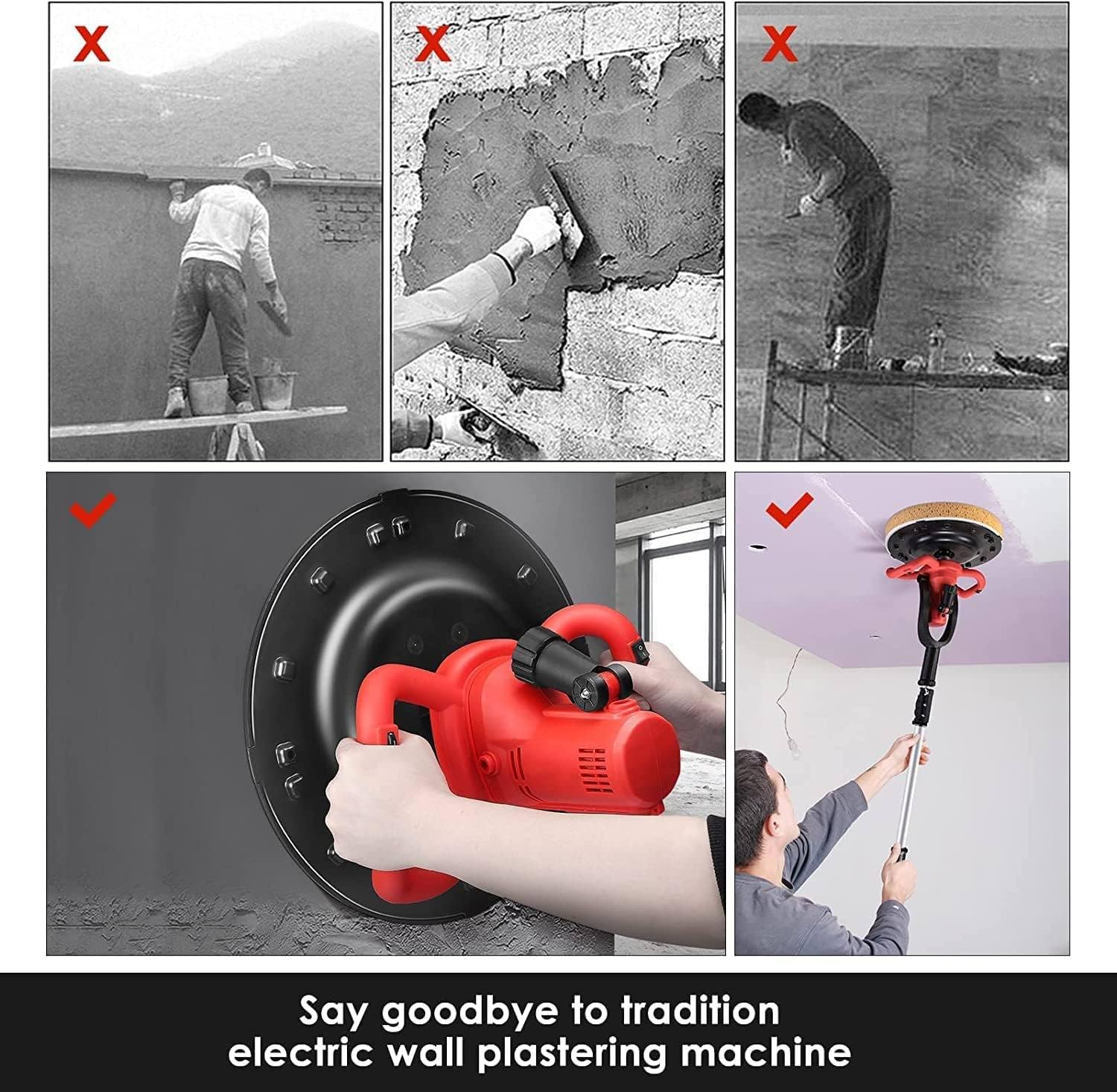 Levigatrice elettrica per cartongesso, levigatrice portatile per cartongesso 80-210 giri/min, 6 velocità regolabili, lucidatrice per lisciatura della superficie della parete con cazzuola