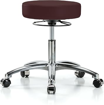 Perch Chrome 360 Degree Height Adjustable Swivel Stool | Desk Height 18-23" | Burgundy Fabric