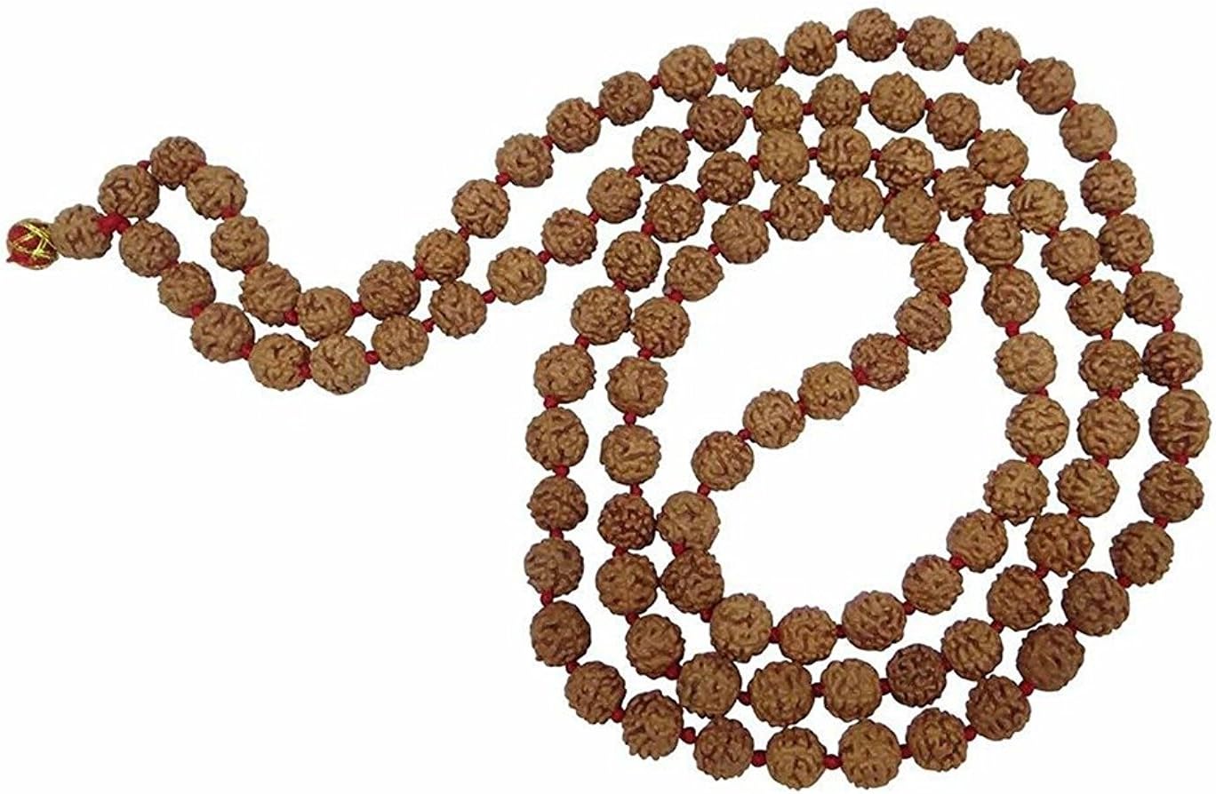 Arihant Gems & Jewels Brown 5 Mukhi Rudraksha Jaap Mala Positive Effect Natural & Certified Astrological 100% Original Rudraksha Mala for Men & Women (108+1 Beads)