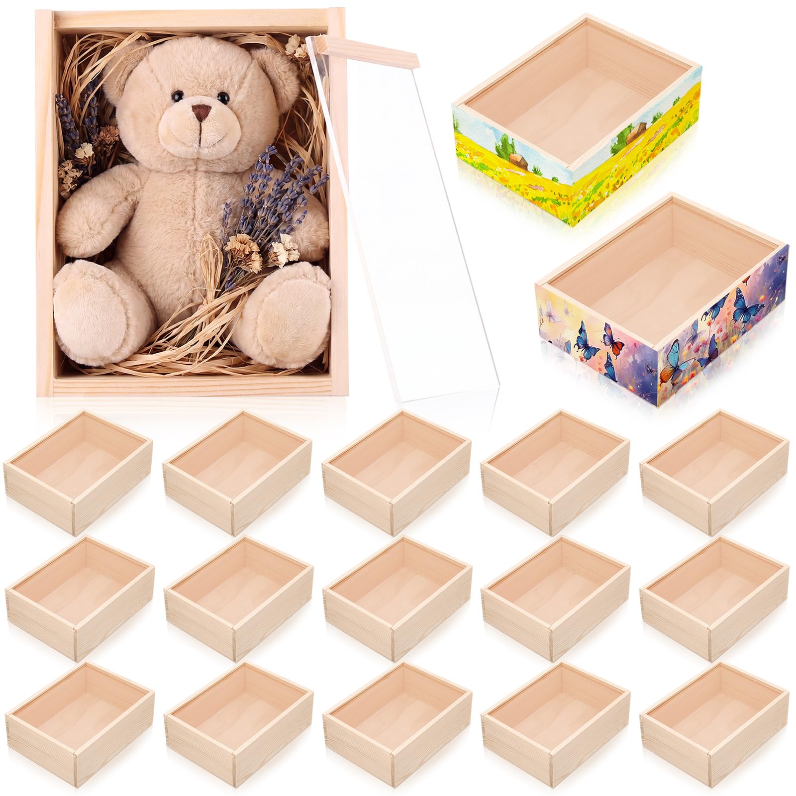 Amazon.com: Thyle 18 Pcs Unfinished Wood Display Boxes with