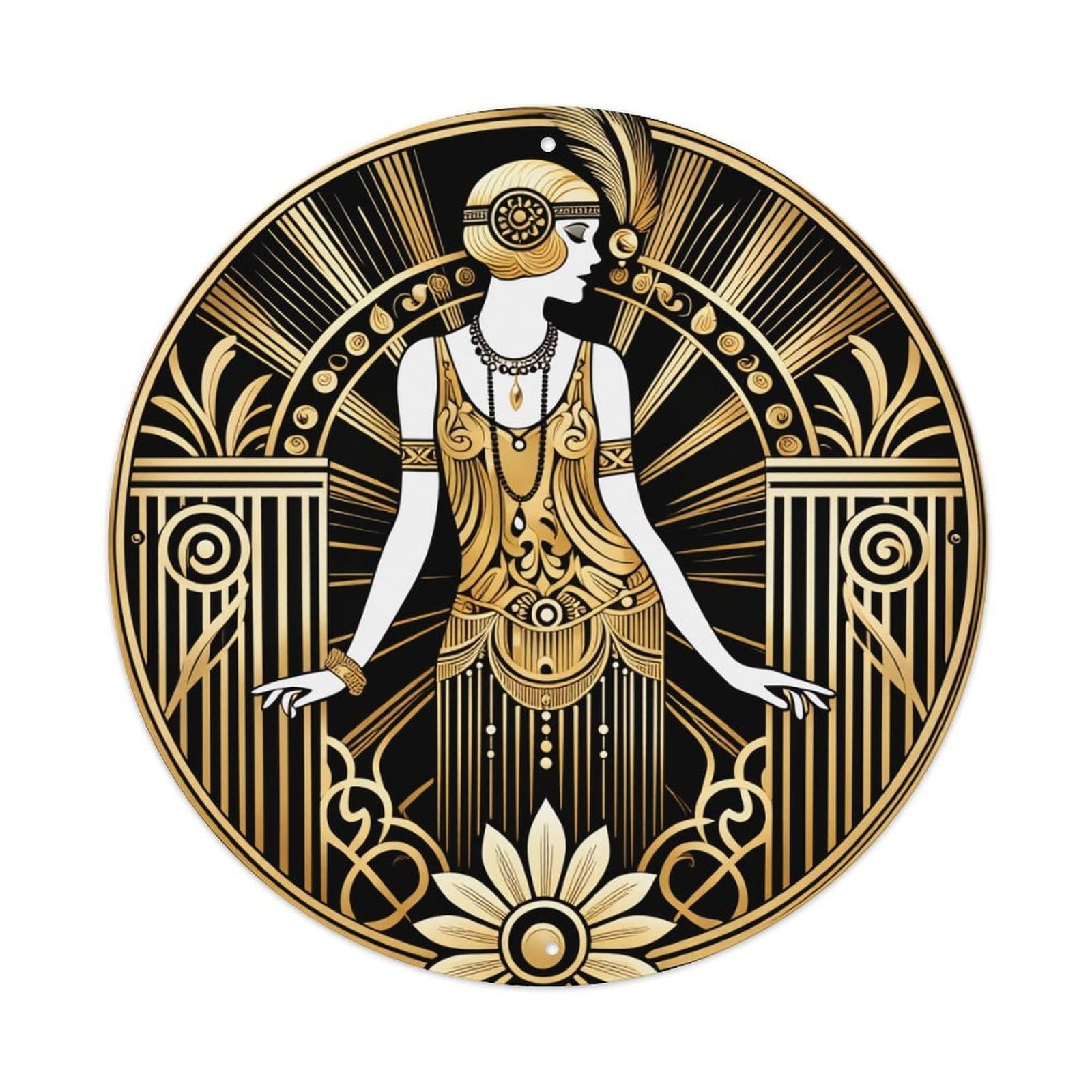 Jdfenggu Vintage Art Deco Woman Pattern Design Retro Metal Tin Sign, Metal Poster For Bar, Home, Man Cave, Kitchen, Laundry Room Art Decor 8X8 Inch