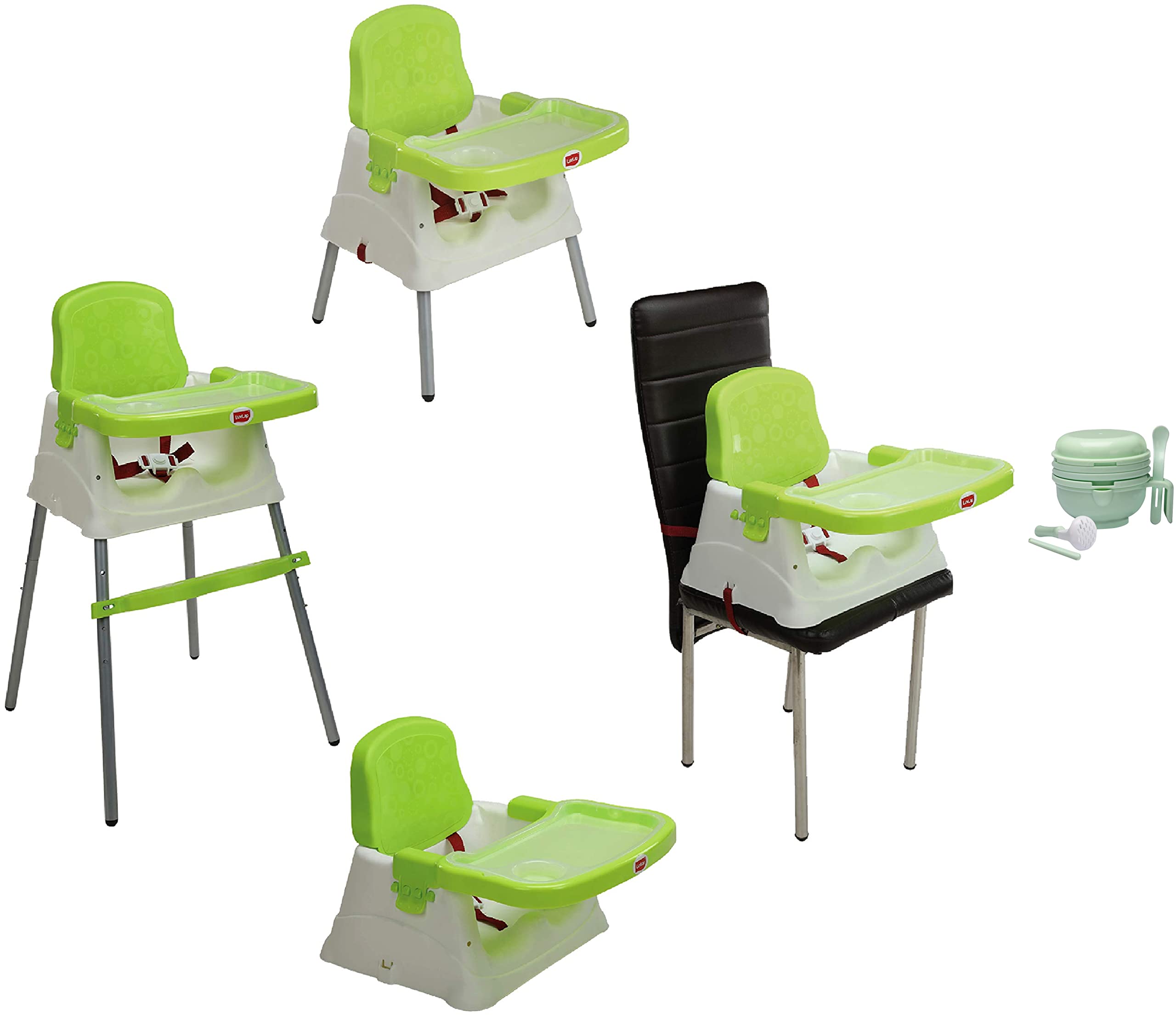 Luvlap 4 in 1 Convertible High Chair Cum Booster Seat (Green) & 9 in 1 Baby Food Masher Mill, Food Grinder Cum Processor-picture-37