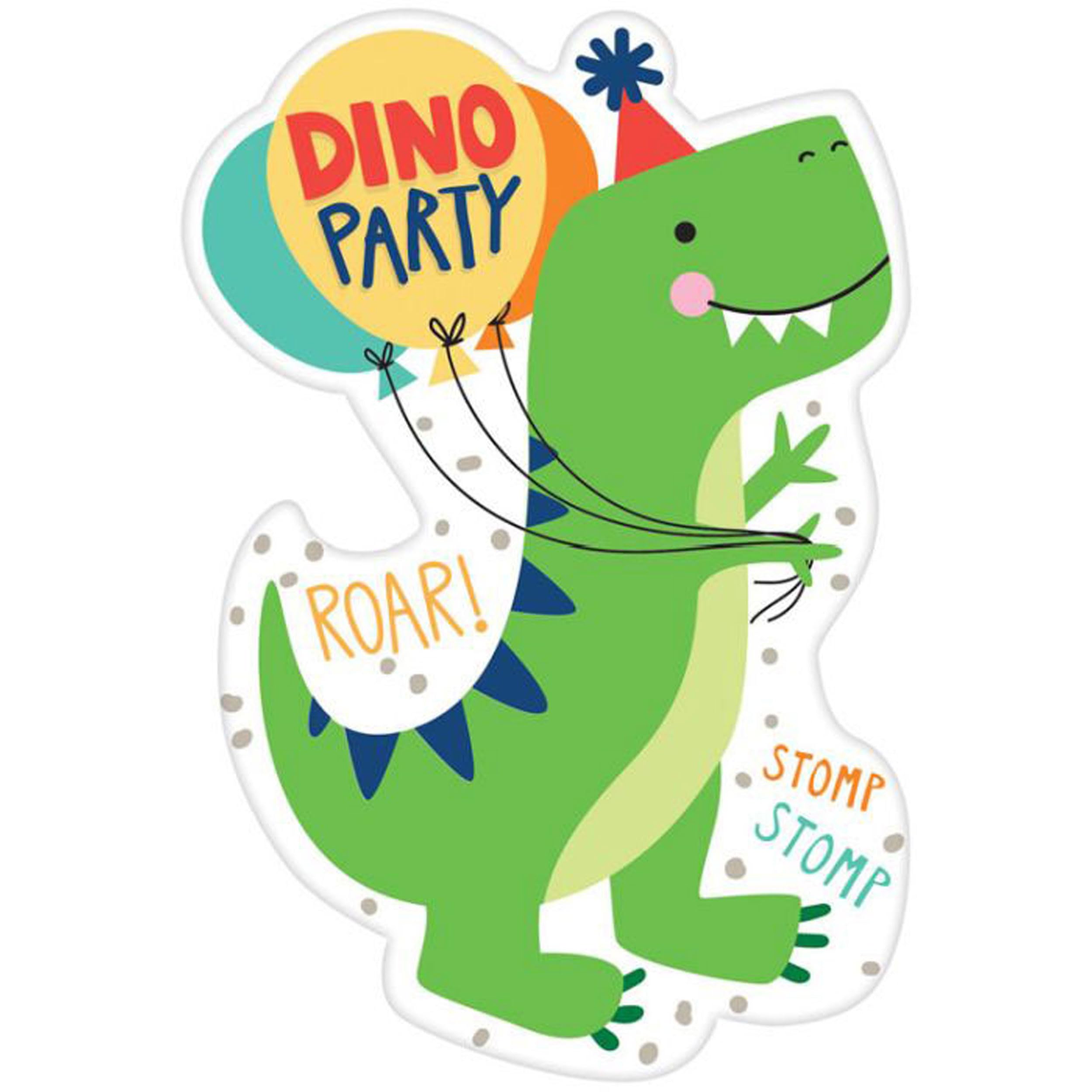 Amscan 492270 - Dino-Mite Dinosaur Kids Birthday Party Postcard Invitations with Stickers & Envelopes - 8 Pack — image 1