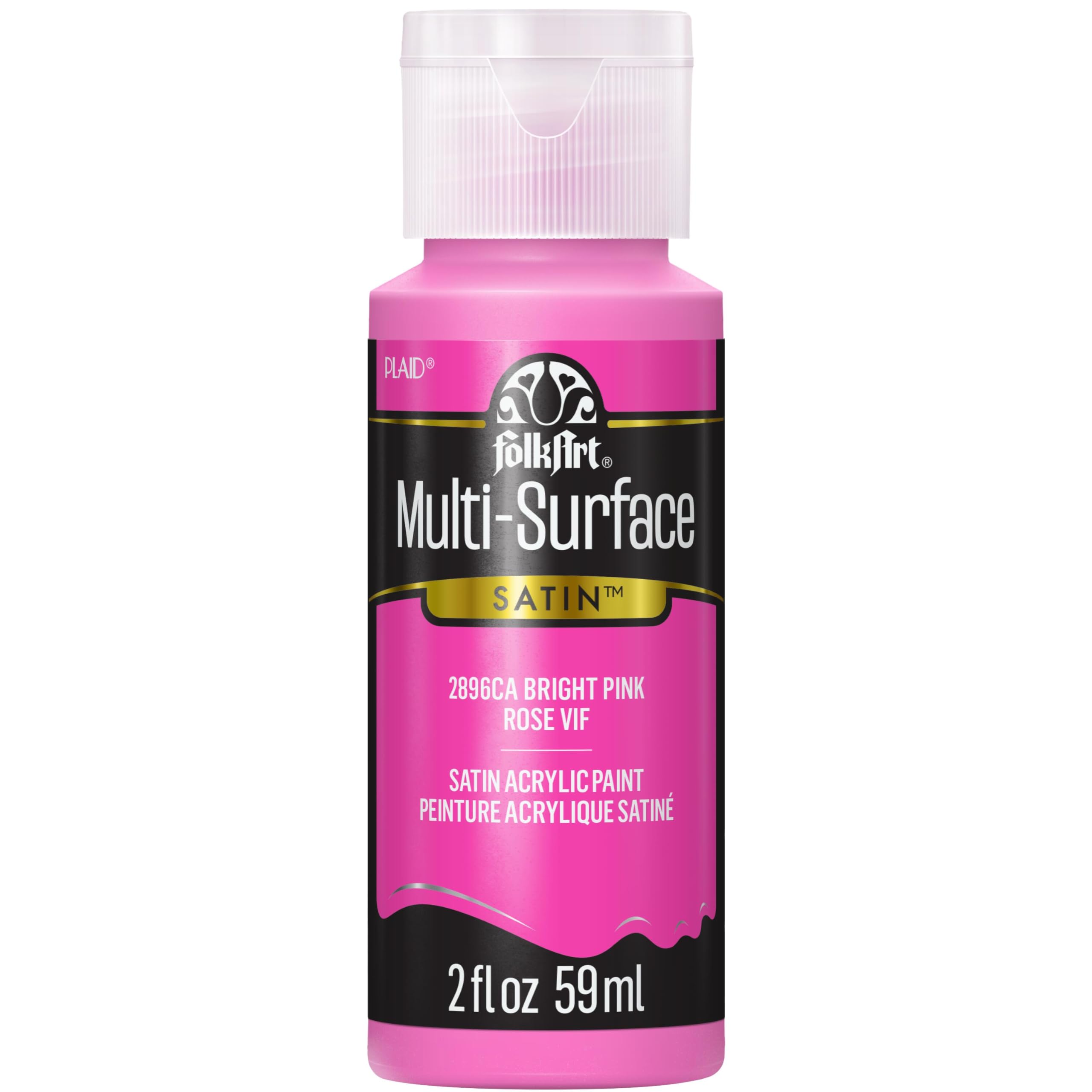 FolkArt Multi-Surface Acrylic Paint in Assorted Colors (2 oz), 2896, Bright Pink