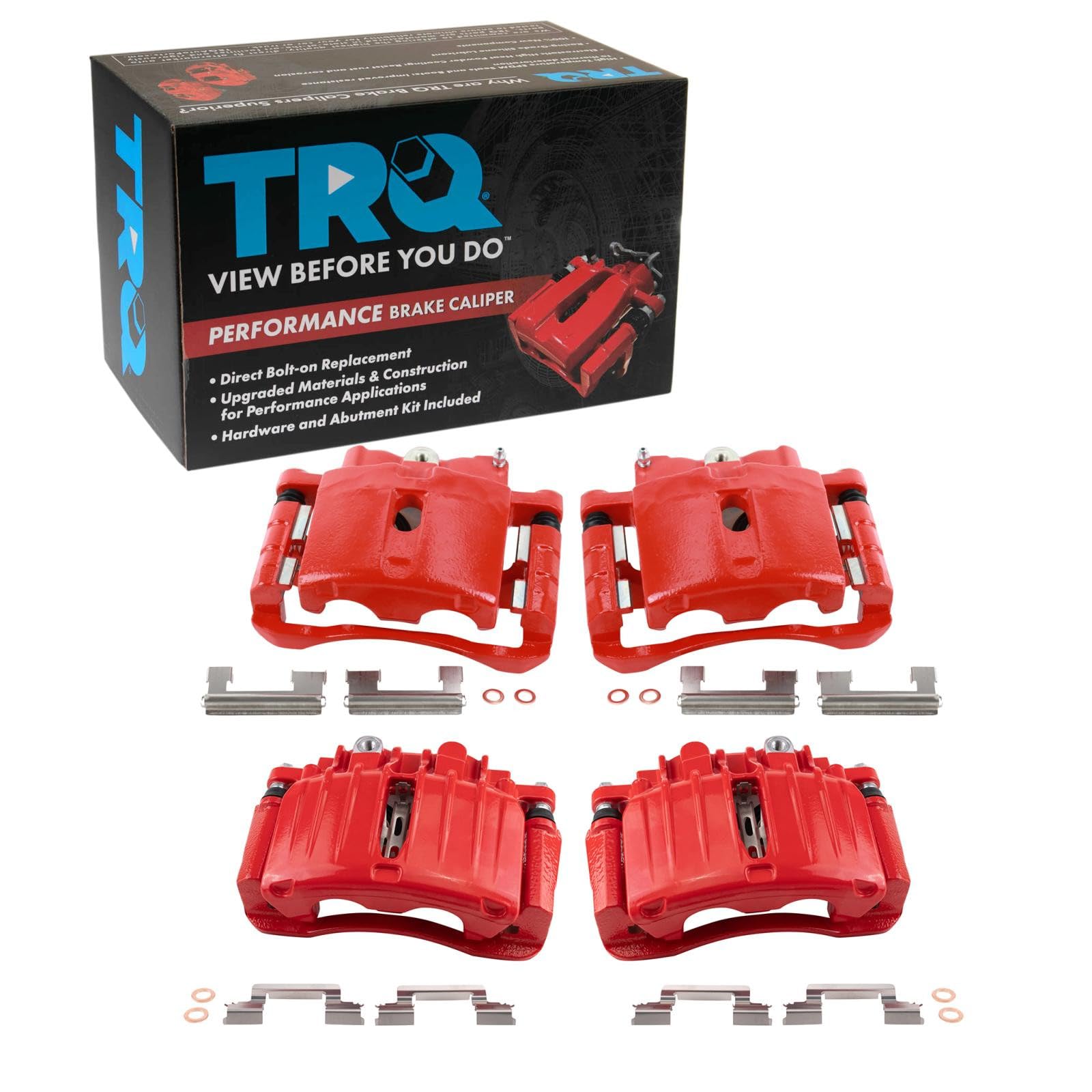 TRQ Brake Caliper Set Performance Front &amp; Rear Compatible with 02-06 Cadillac 00-06 Chevrolet GMC