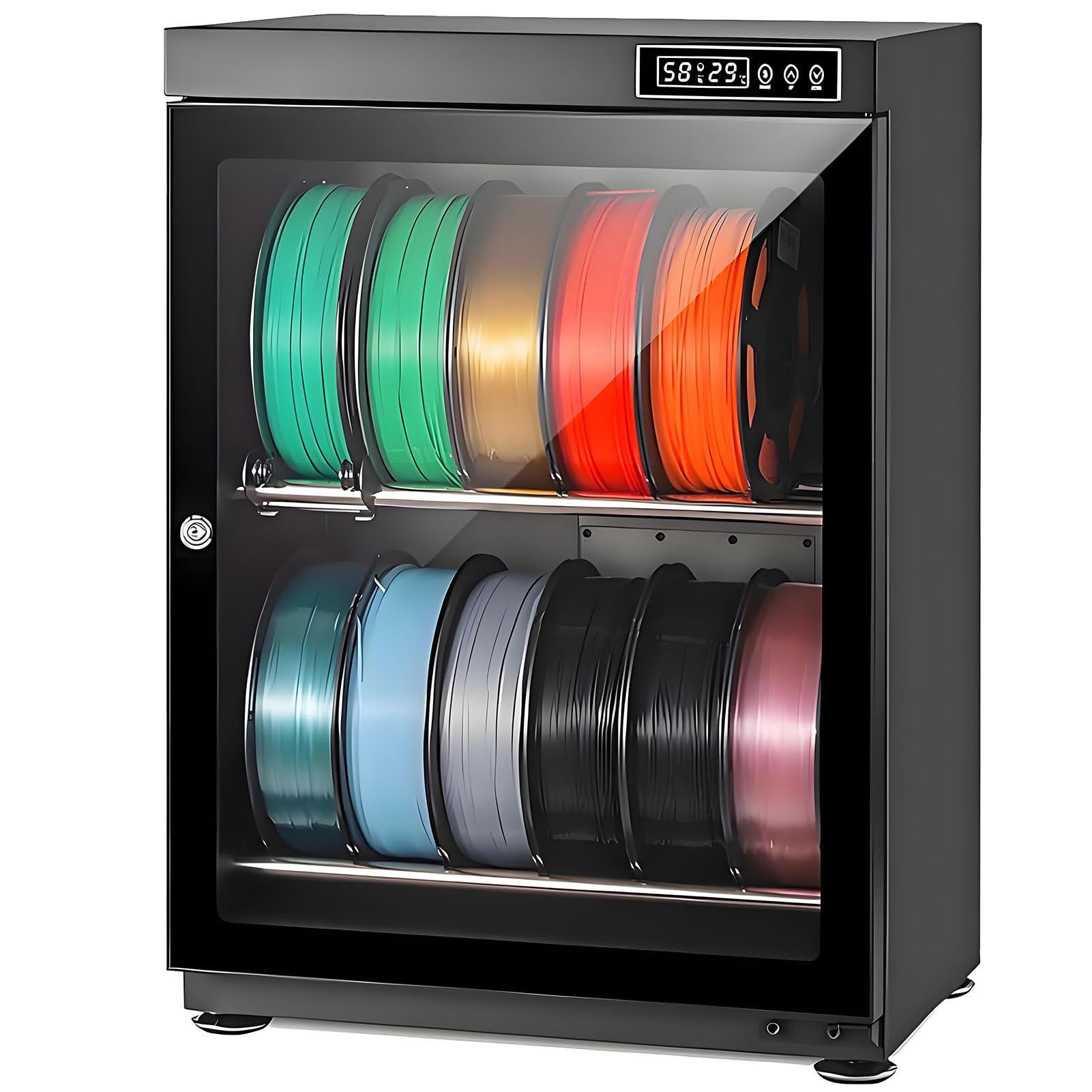 SHENGSHIYU Filament Storage Box, 3D Printer Filament Dehumidifier Storage Cabinet Box,Holds 10-12 Rolls,Holds 15-18 Spools of Filament,15%-60% Rh for Home and Small Studios SD070
