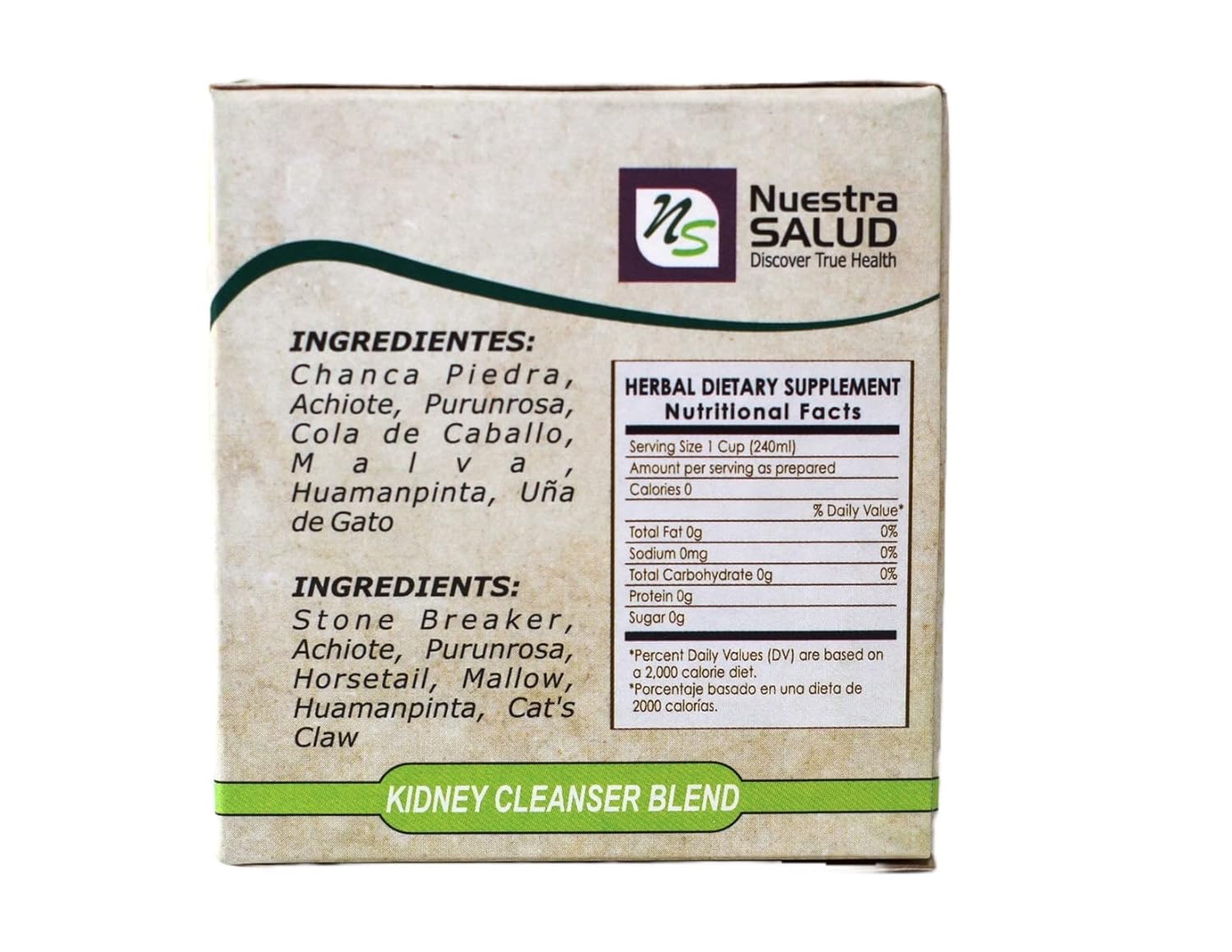 Kidney Cleanser Tea Herbal Blend Riñosan Te Kidney Stones - Value Pack 60 tea bags 100% Natural Caffeine Free